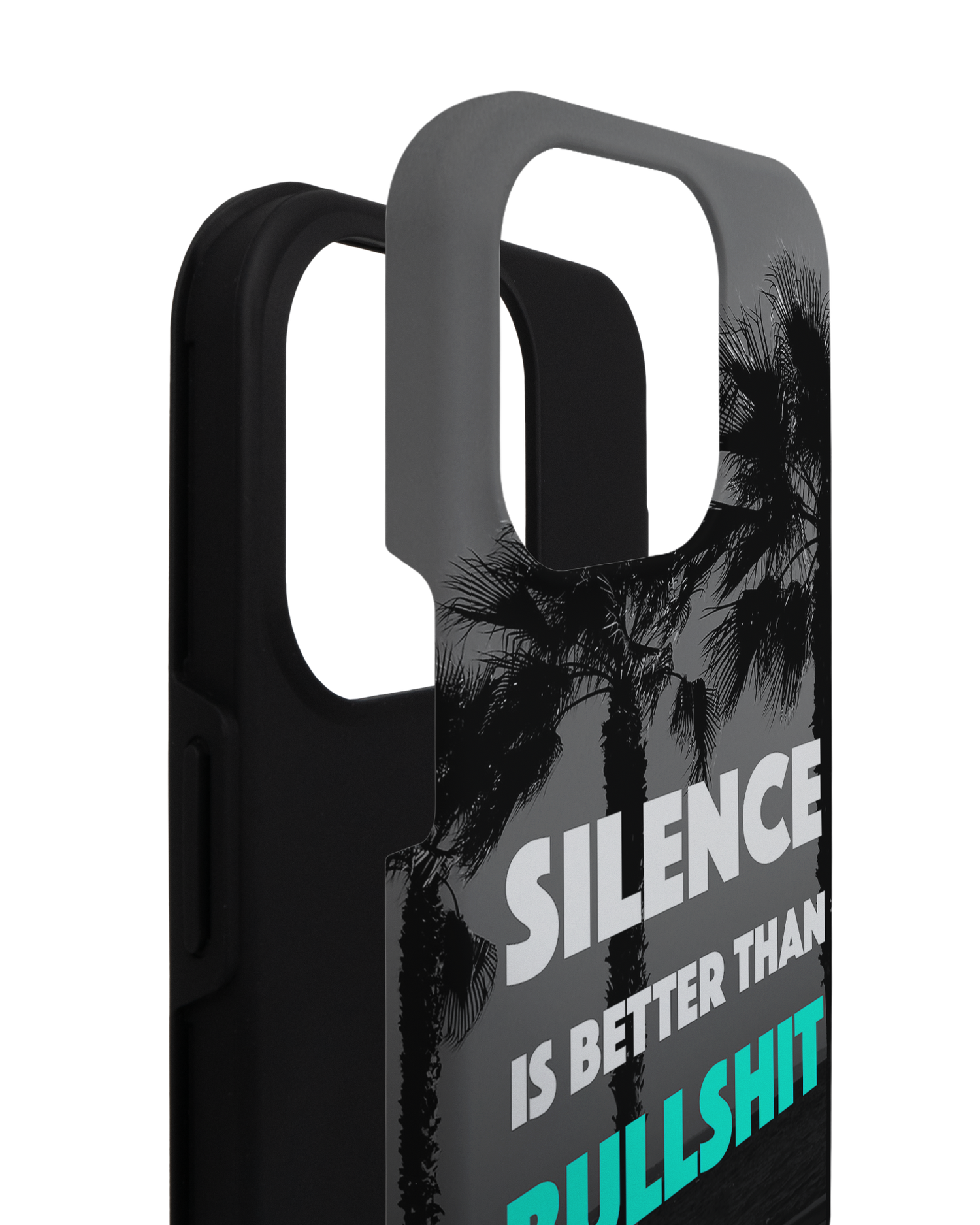 Silence is Better Premium Handyhülle für Apple iPhone 14 Pro besteht aus 2 Teilen