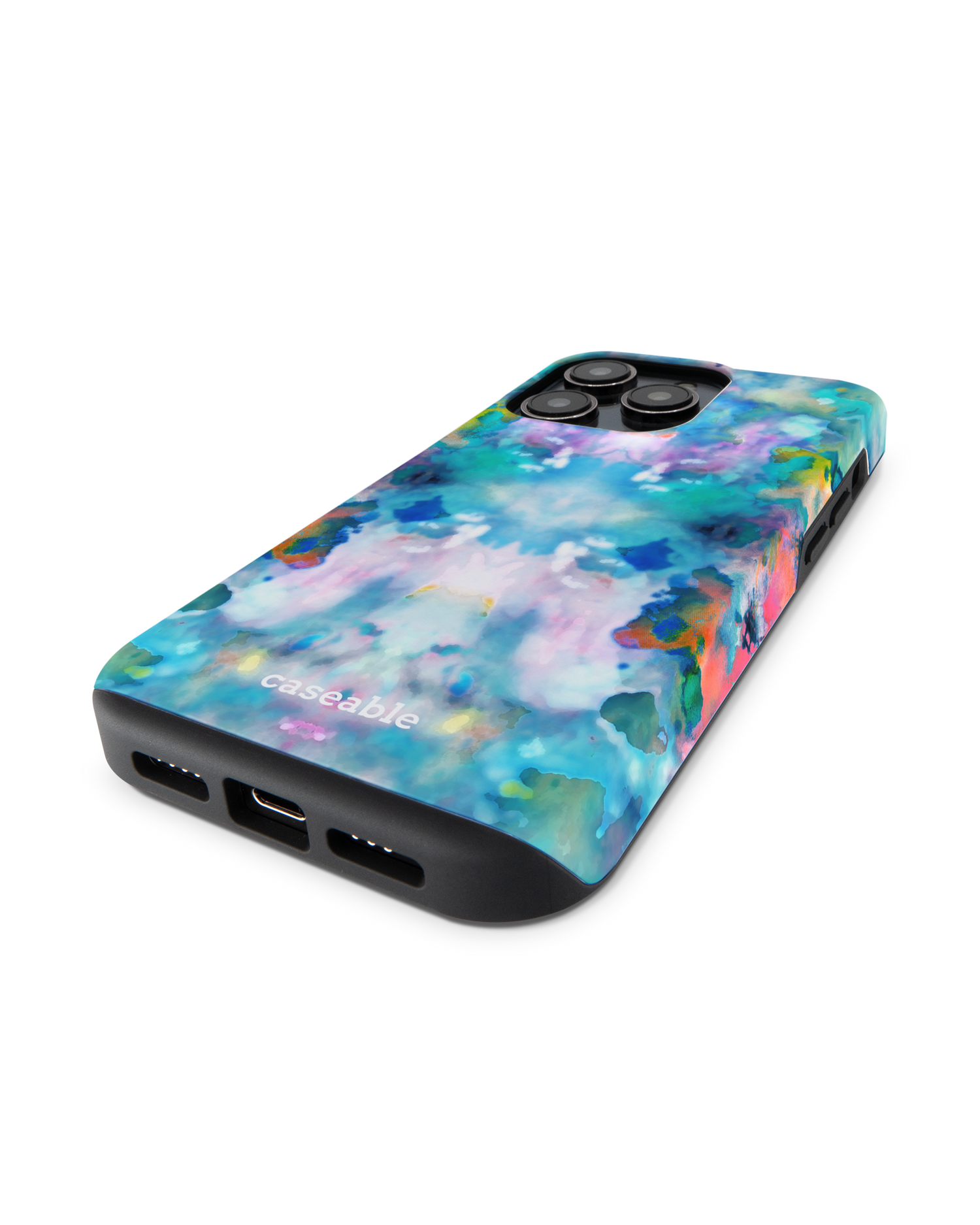 Paint Splatter Premium Handyhülle für Apple iPhone 14 Pro: Smartphone liegend