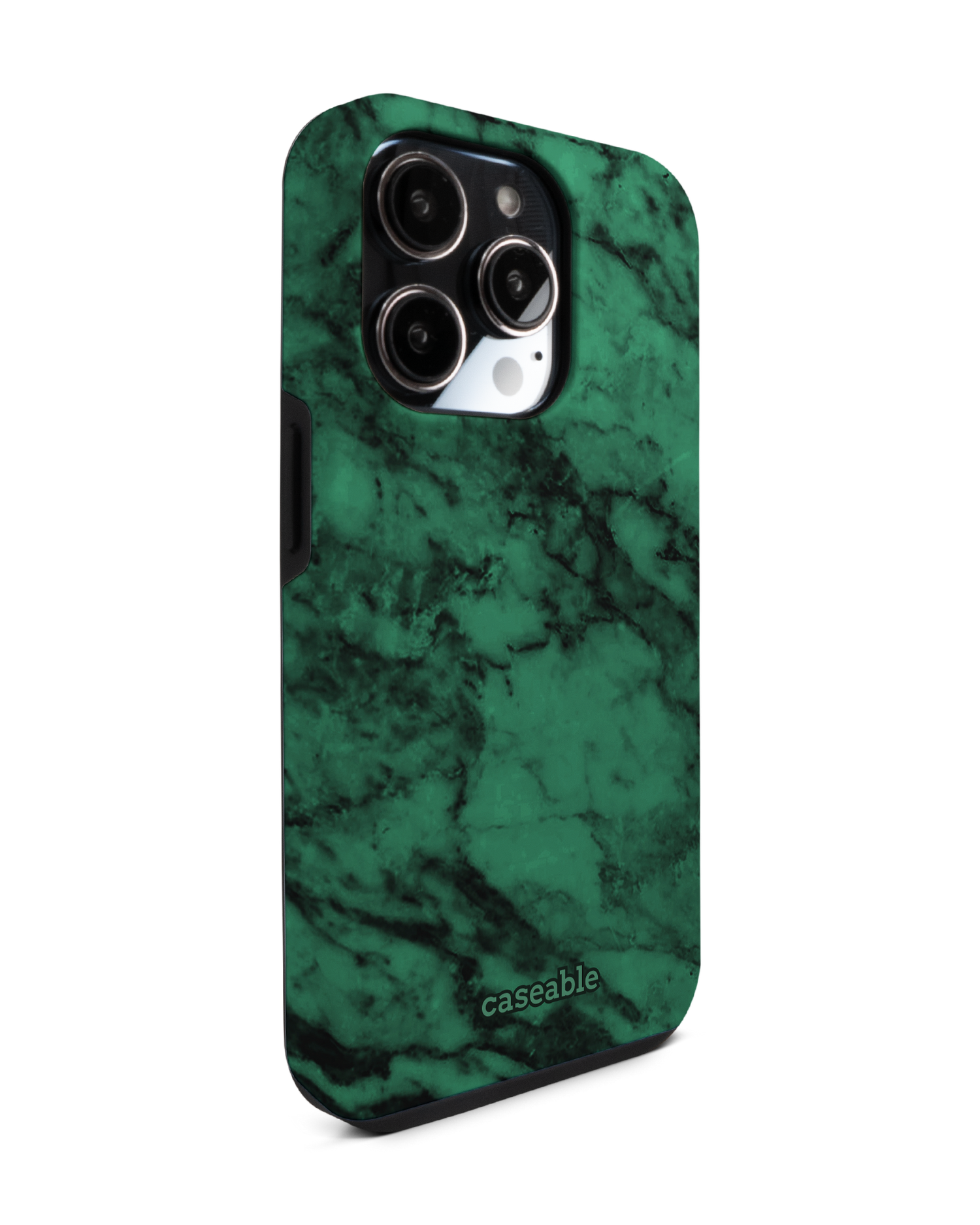 Green Marble Premium Handyhülle für Apple iPhone 14 Pro: Seitenansicht links