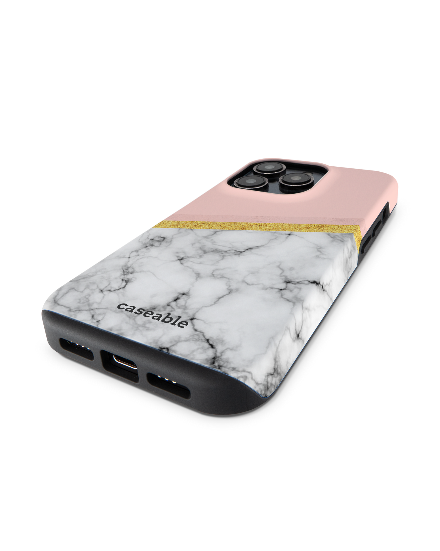 Marble Slice Premium Handyhülle für Apple iPhone 14 Pro: Smartphone liegend