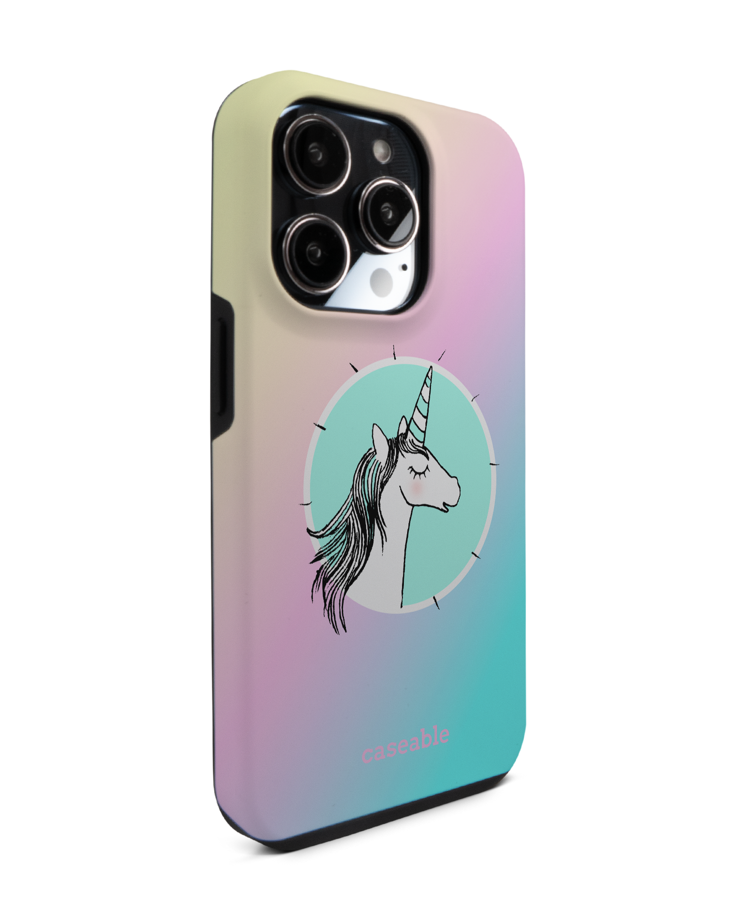 Happiness Unicorn Premium Handyhülle für Apple iPhone 14 Pro: Seitenansicht links