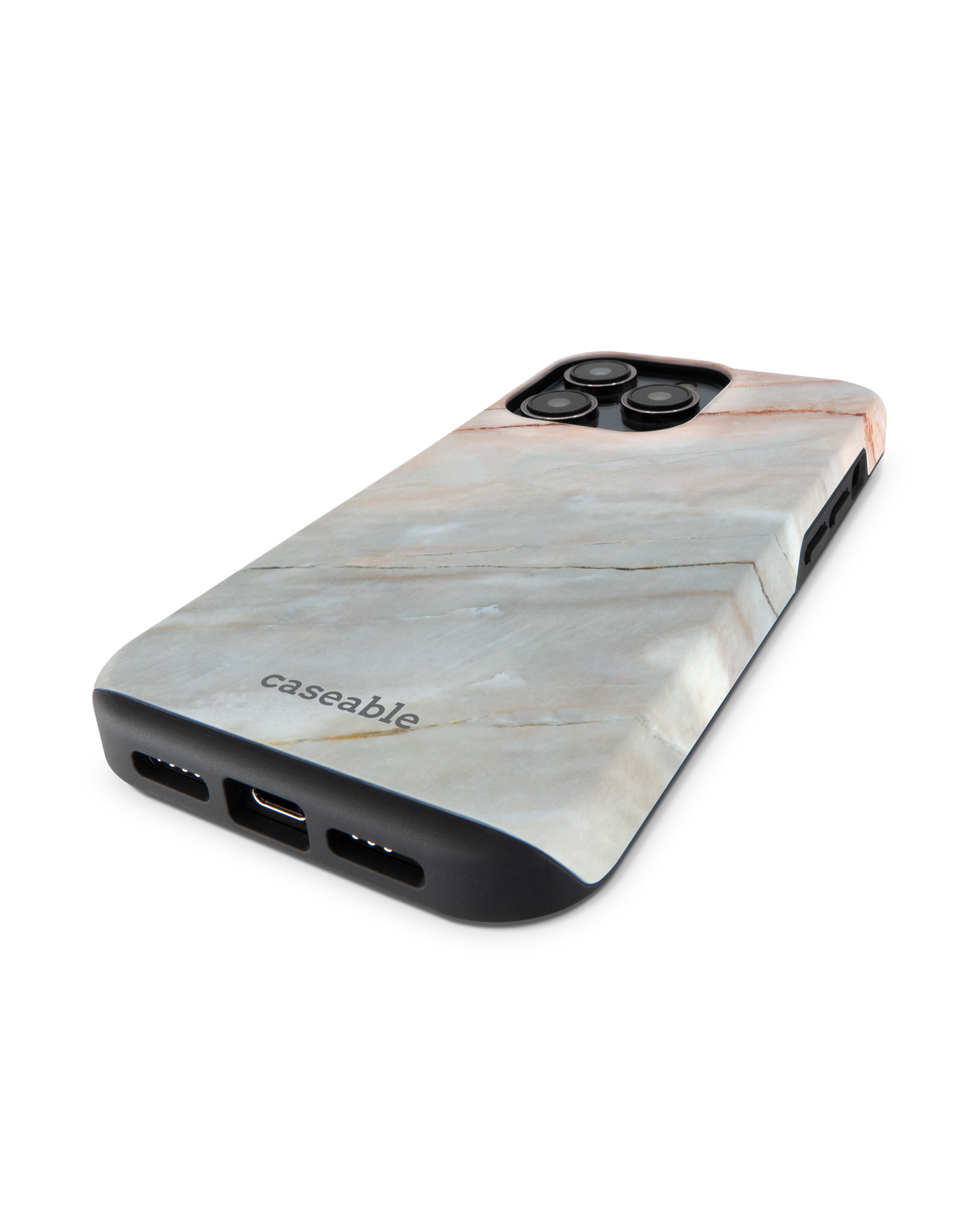 Mother of Pearl Marble Premium Handyhülle für Apple iPhone 14 Pro: Smartphone liegend