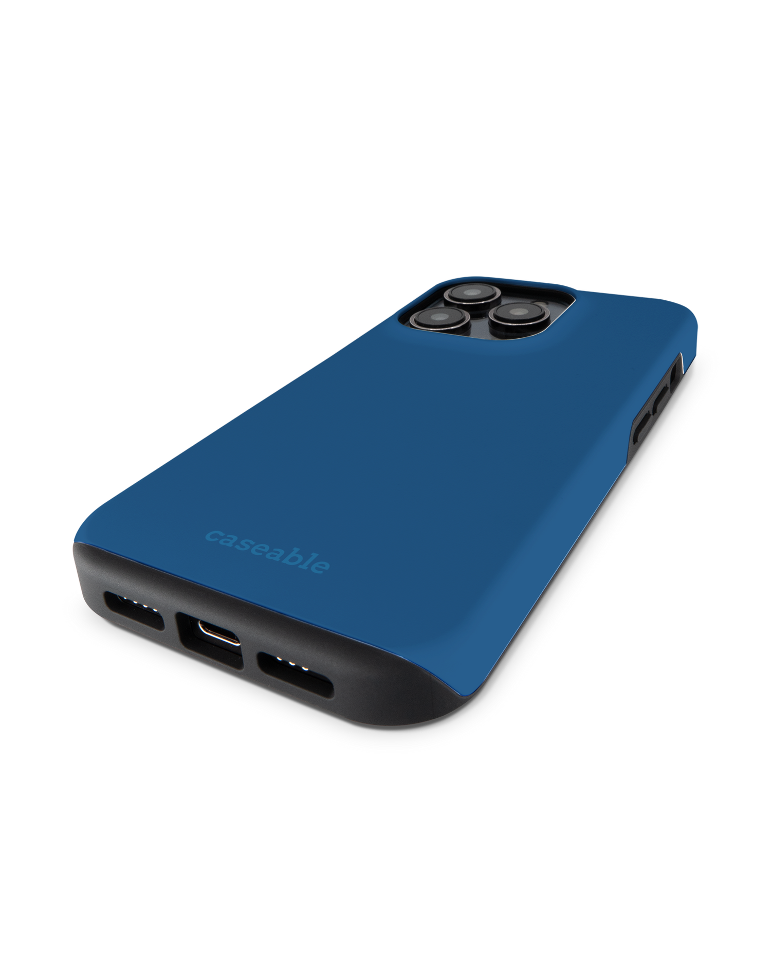 CLASSIC BLUE Premium Handyhülle für Apple iPhone 14 Pro: Smartphone liegend