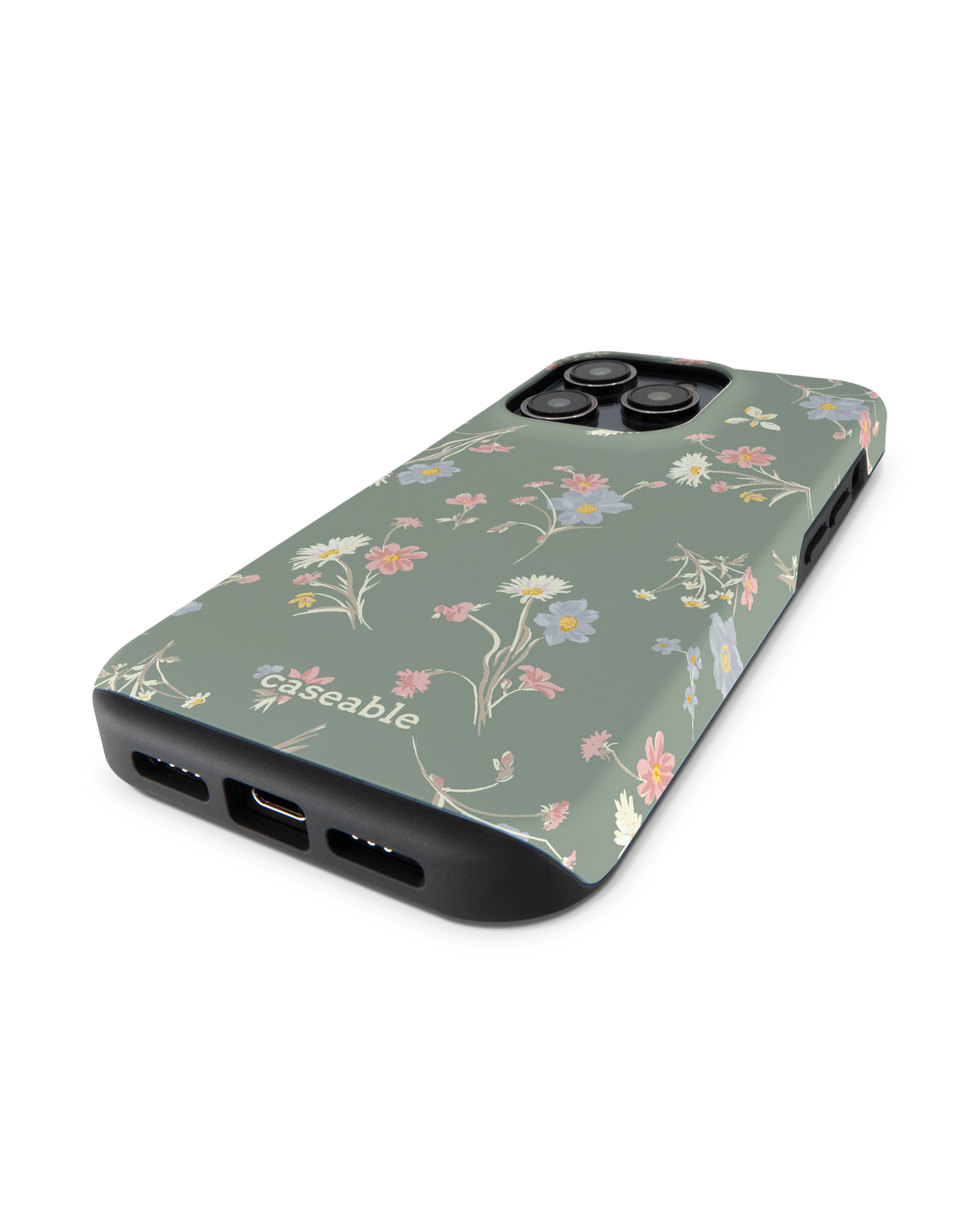 Wild Flower Sprigs Premium Handyhülle für Apple iPhone 14 Pro: Smartphone liegend