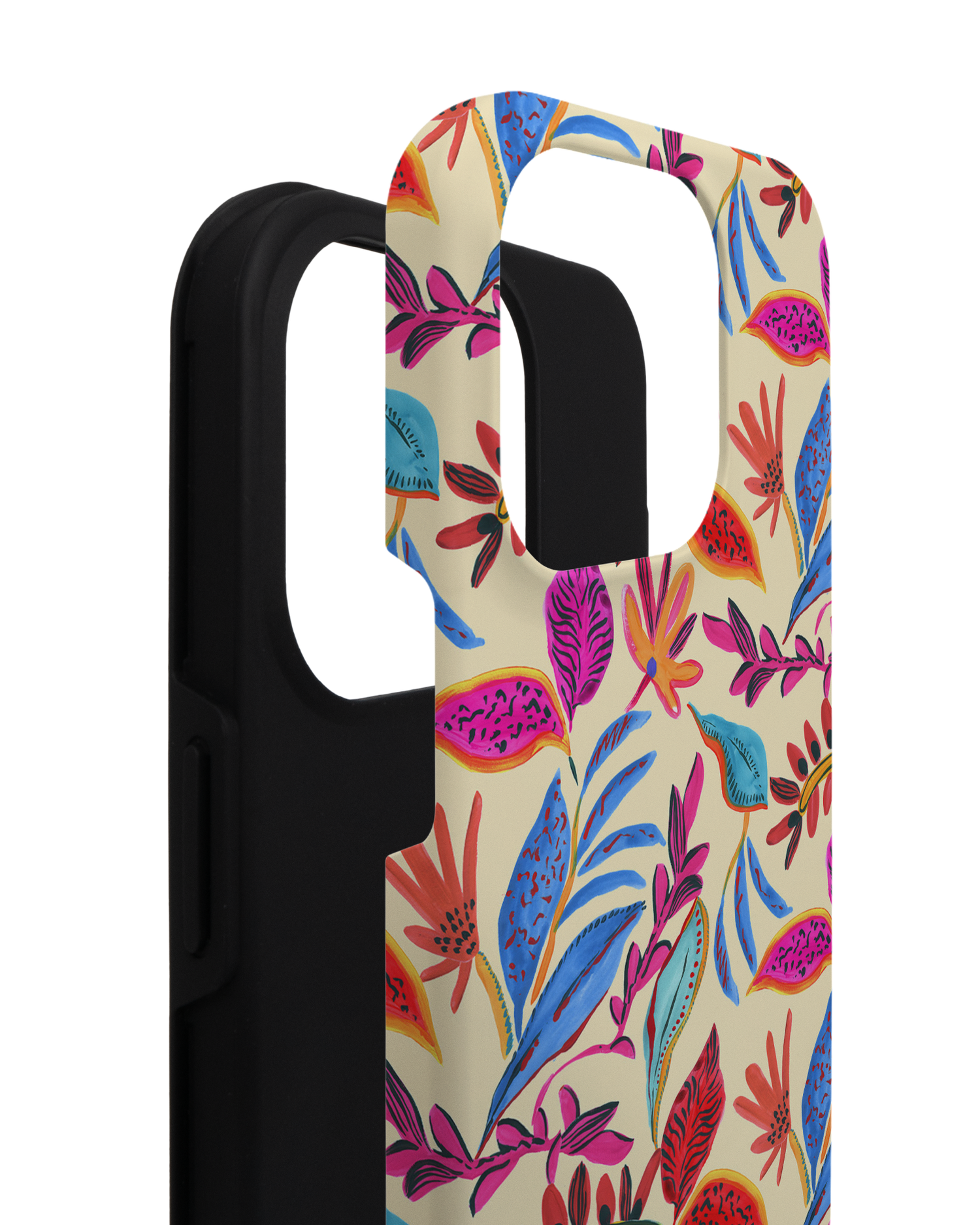 Painterly Spring Leaves Premium Handyhülle für Apple iPhone 14 Pro besteht aus 2 Teilen