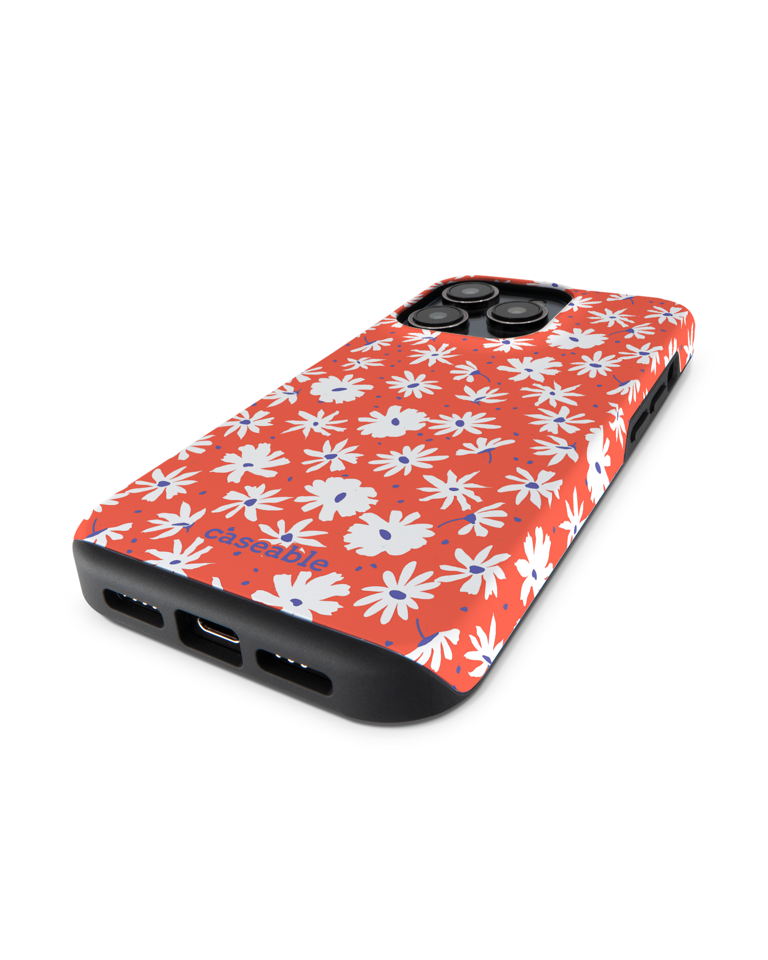 Retro Daisy Premium Handyhülle für Apple iPhone 14 Pro: Smartphone liegend