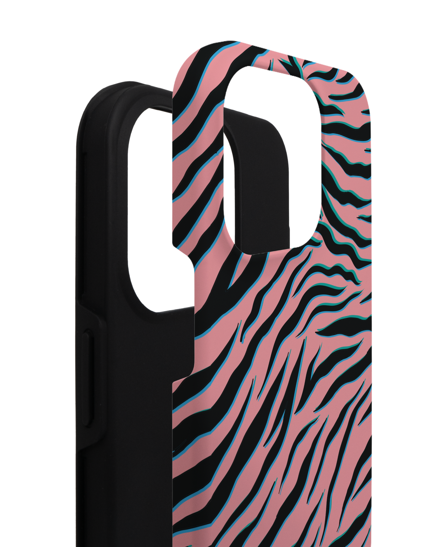 Pink Zebra Premium Handyhülle für Apple iPhone 14 Pro besteht aus 2 Teilen