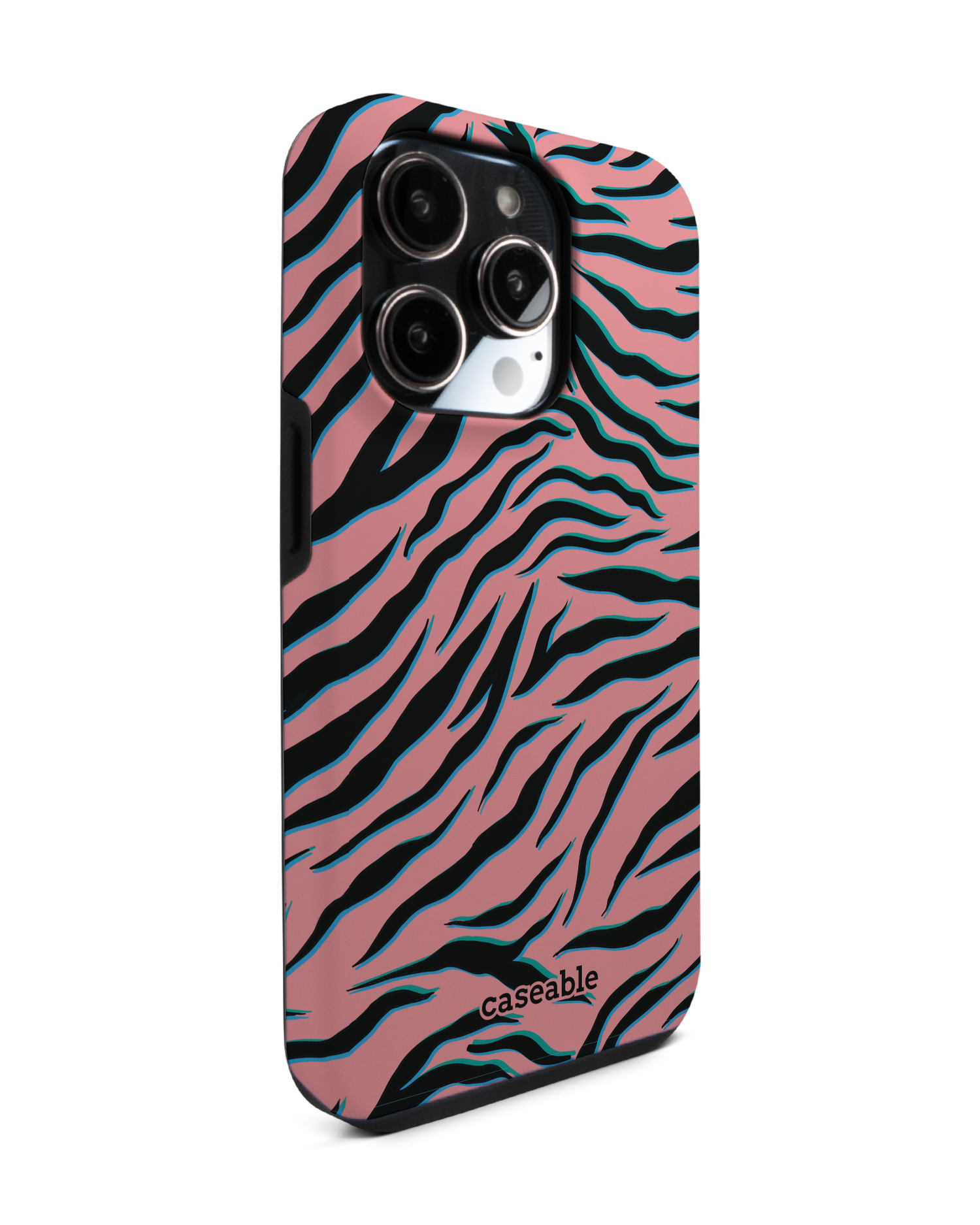 Pink Zebra Premium Handyhülle für Apple iPhone 14 Pro: Seitenansicht links