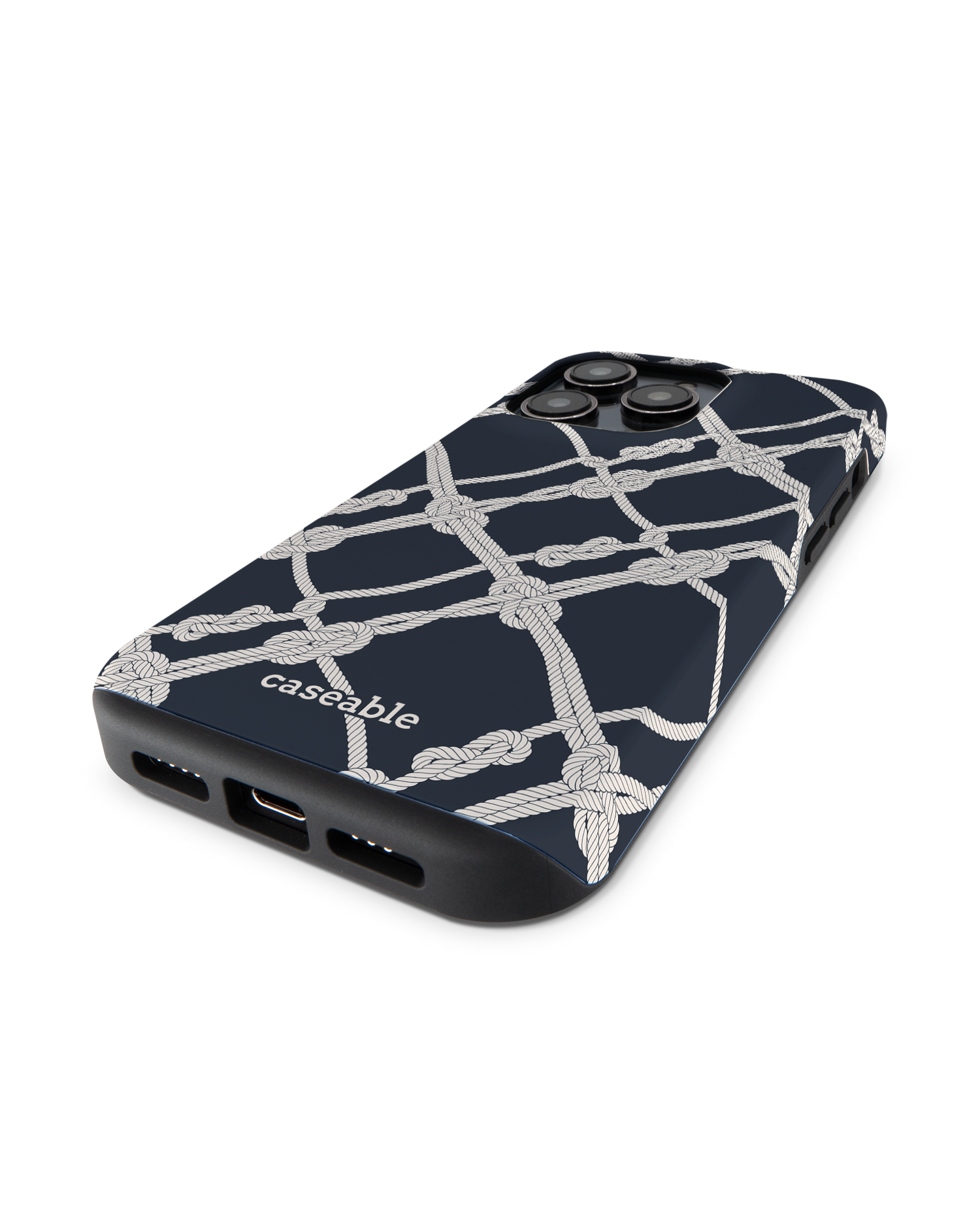Nautical Knots Premium Handyhülle für Apple iPhone 14 Pro: Smartphone liegend