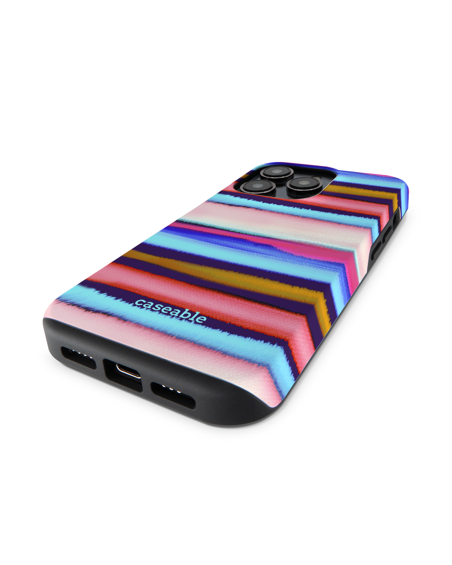 Watercolor Stripes Premium Handyhülle für Apple iPhone 14 Pro: Smartphone liegend
