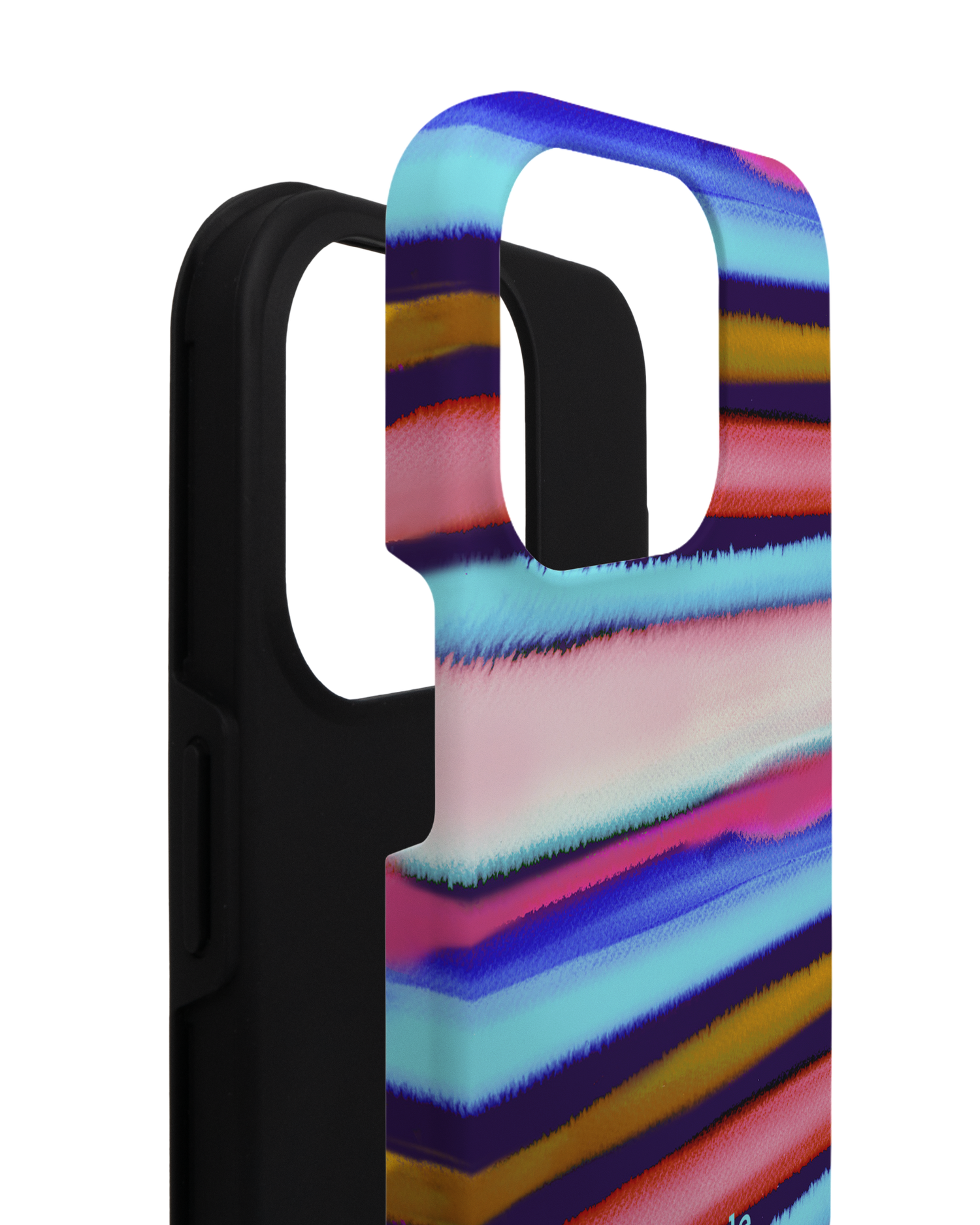 Watercolor Stripes Premium Handyhülle für Apple iPhone 14 Pro besteht aus 2 Teilen