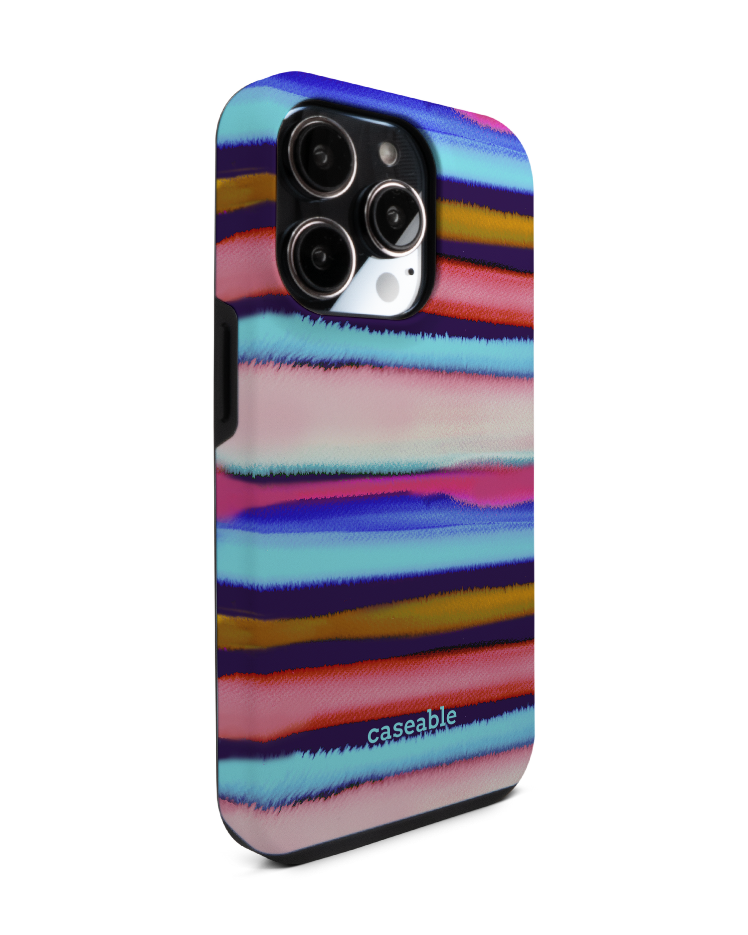 Watercolor Stripes Premium Handyhülle für Apple iPhone 14 Pro: Seitenansicht links
