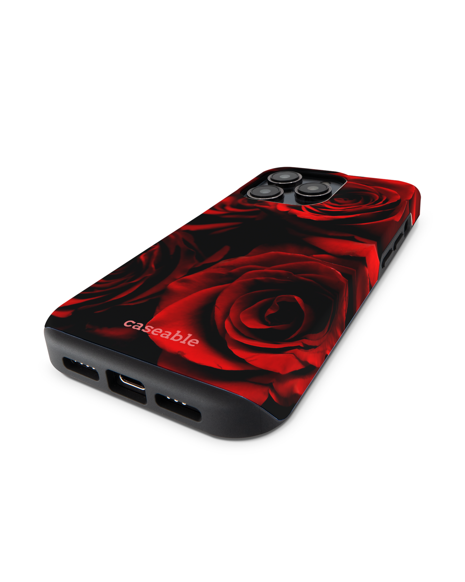 Red Roses Premium Handyhülle für Apple iPhone 14 Pro: Smartphone liegend