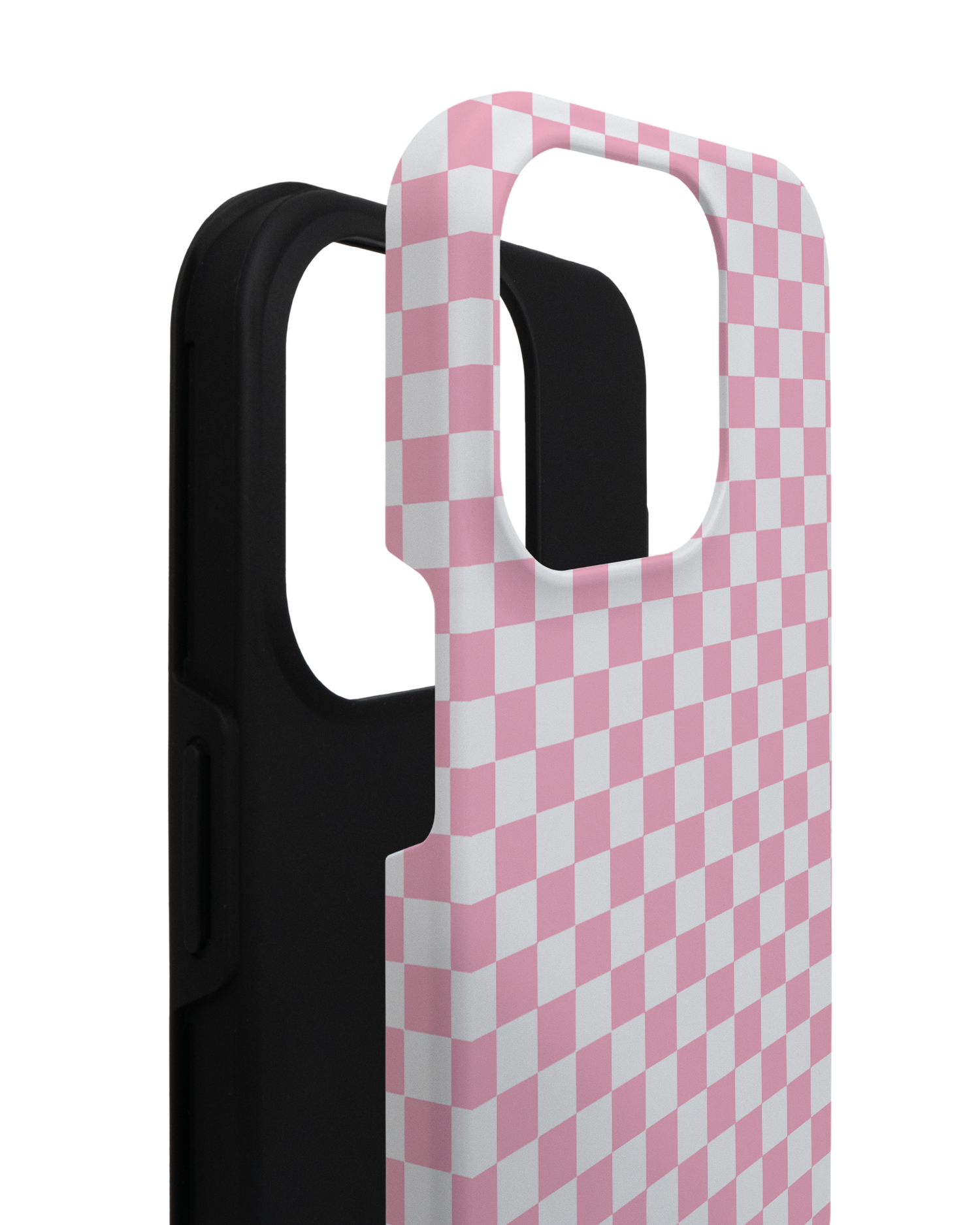 Pink Checkerboard Premium Handyhülle für Apple iPhone 14 Pro besteht aus 2 Teilen