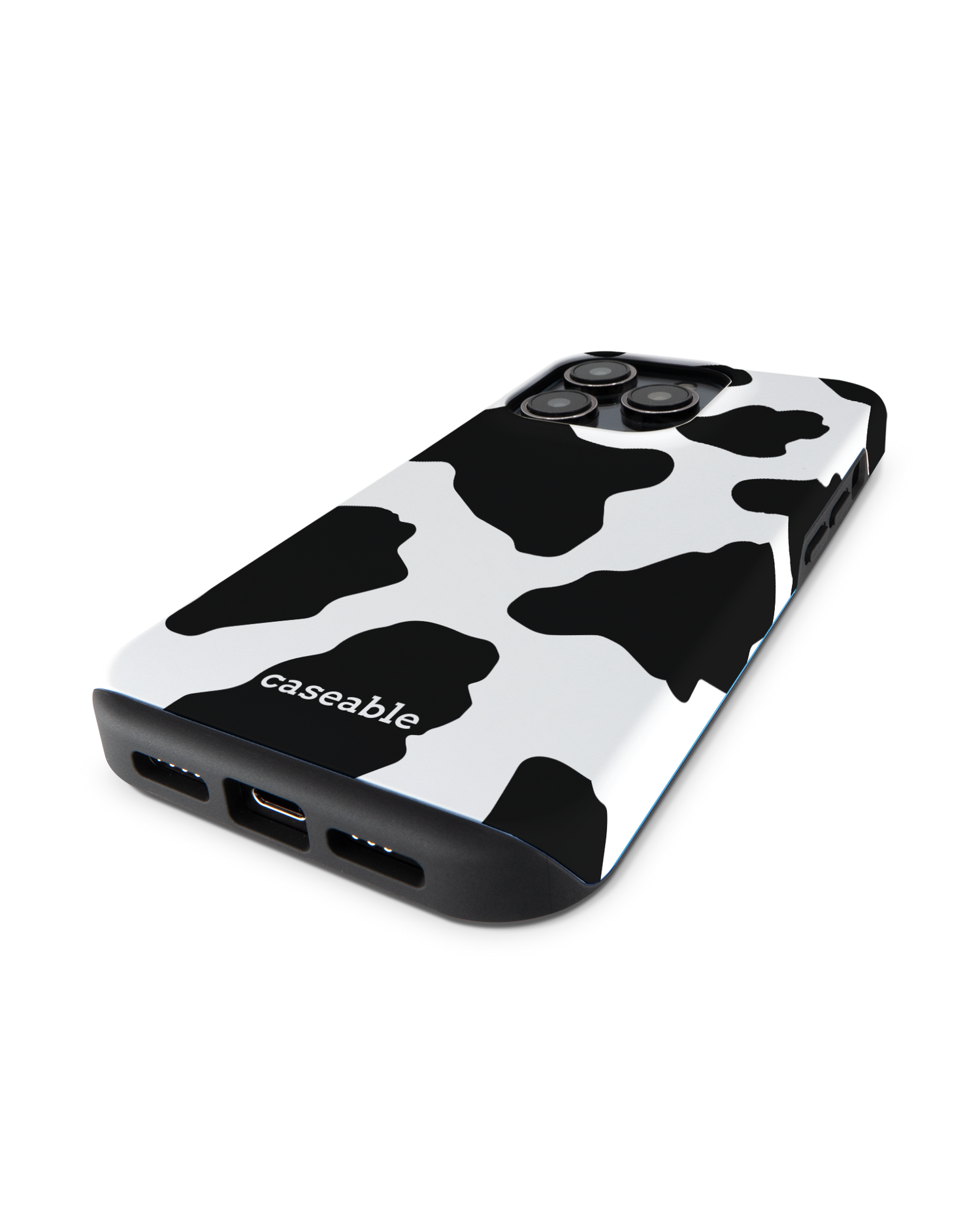 Cow Print 2 Premium Handyhülle für Apple iPhone 14 Pro: Smartphone liegend