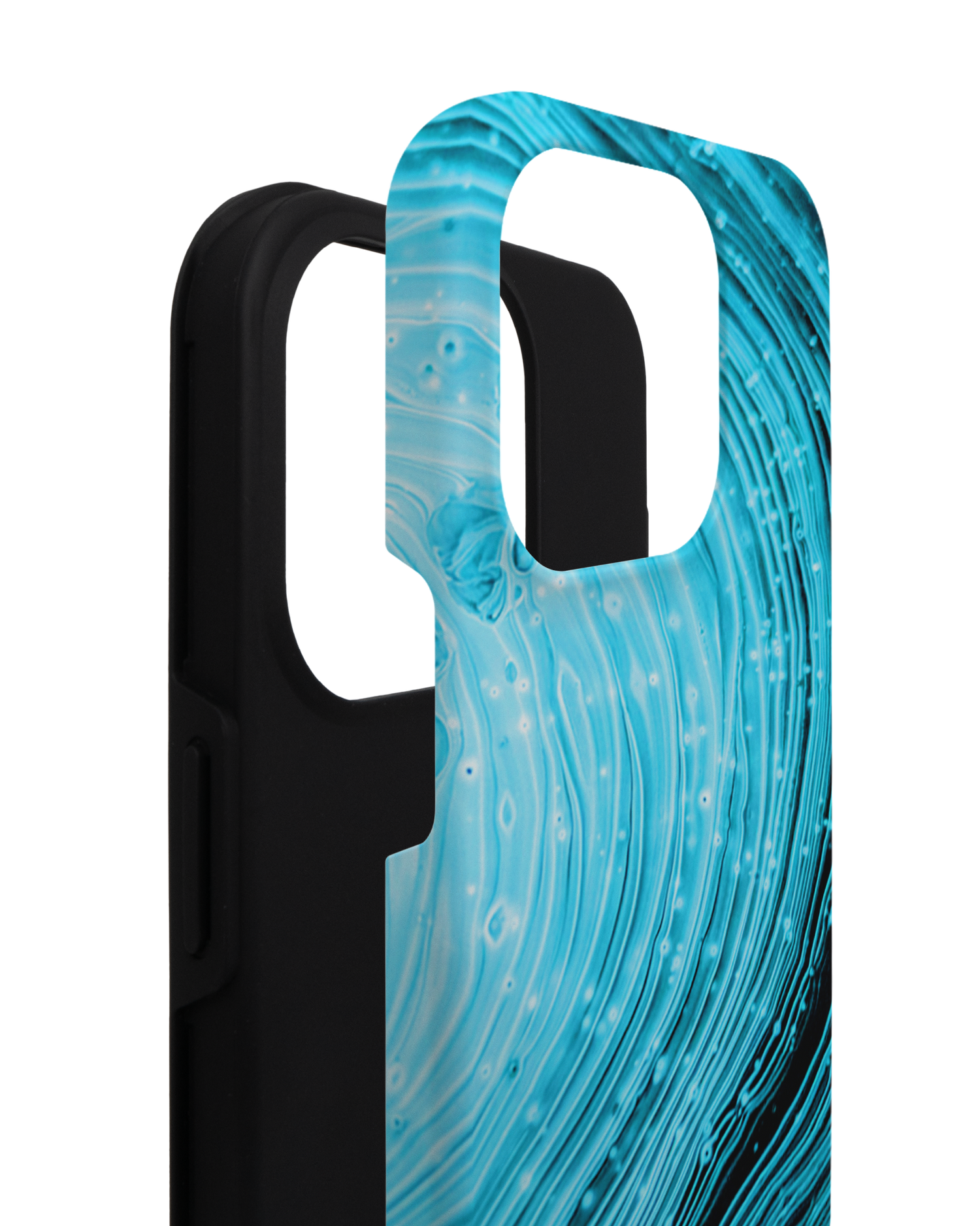 Turquoise Ripples Premium Handyhülle für Apple iPhone 14 Pro besteht aus 2 Teilen