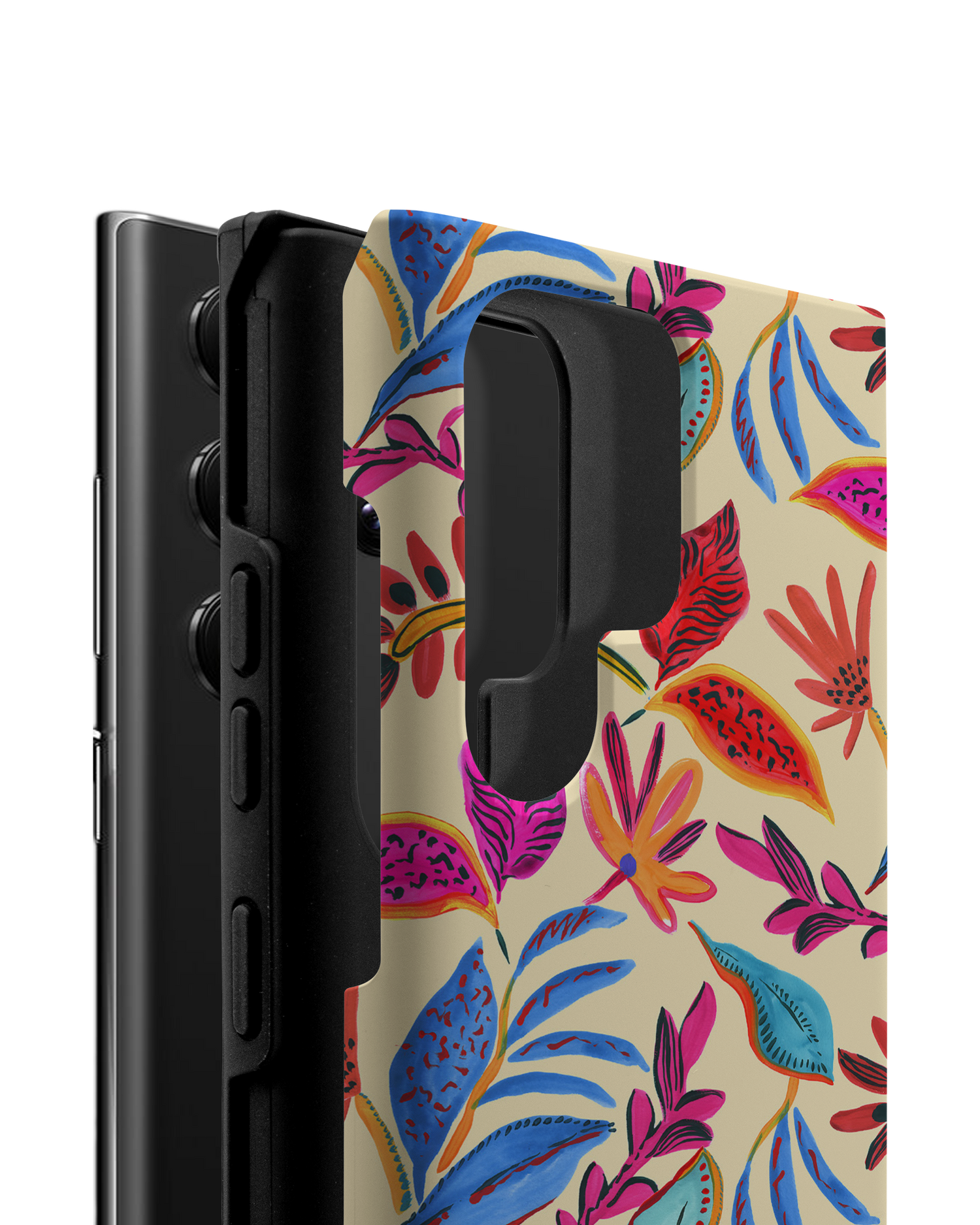 Painterly Spring Leaves Premium Handyhülle Samsung Galaxy S22 Ultra 5G besteht aus 2 Teilen