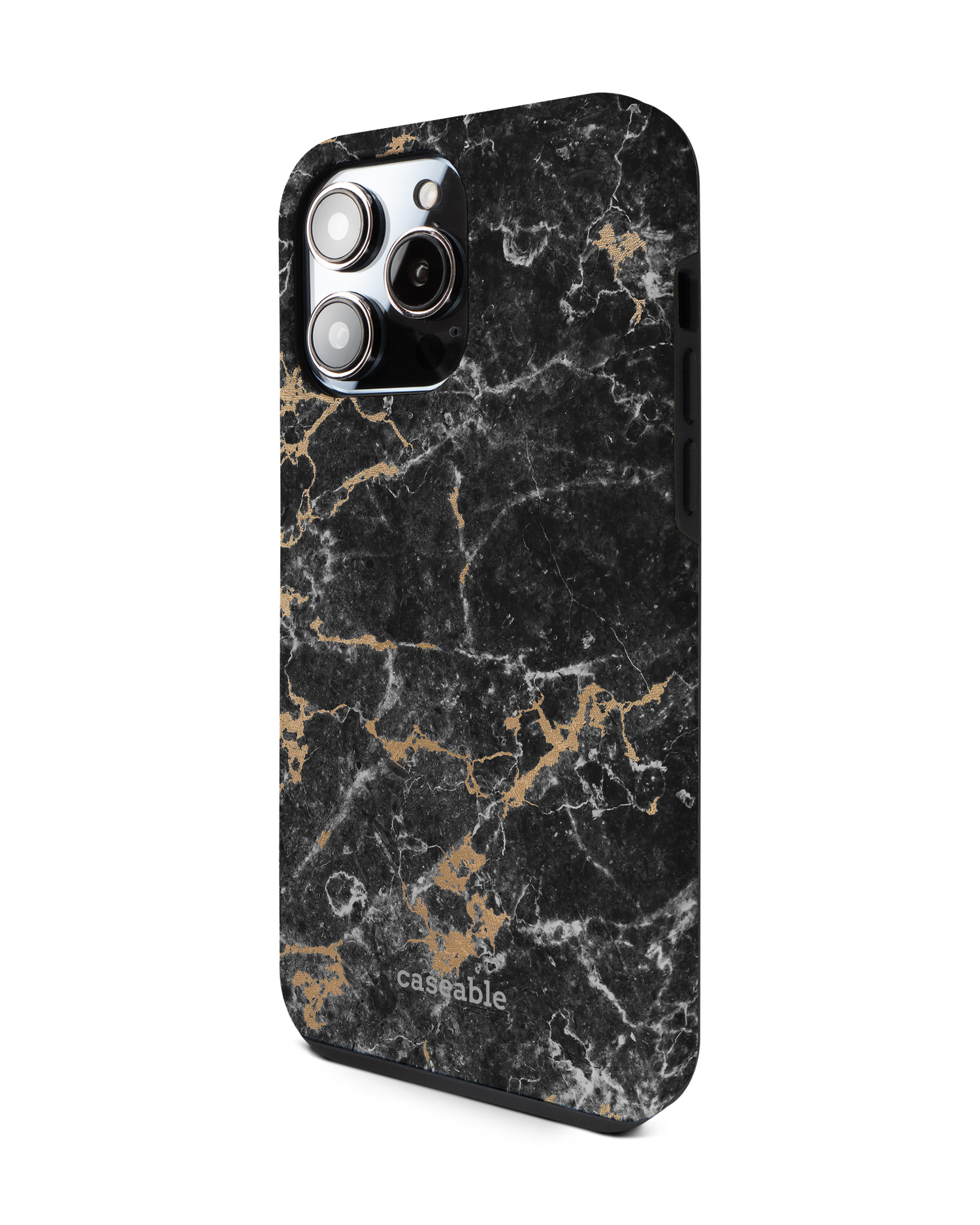 Marble and Gold Premium Handyhülle für Apple iPhone 14 Pro Max: Seitenansicht rechts