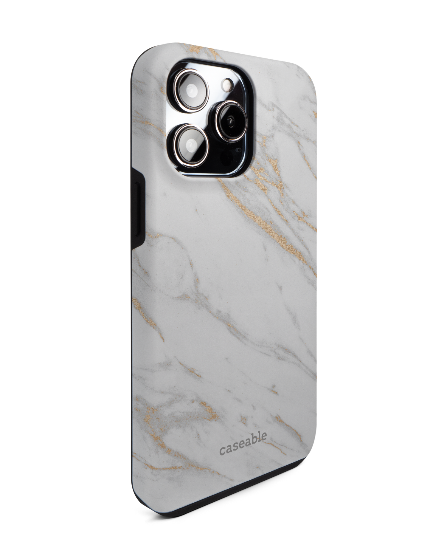Gold Marble Elegance Premium Handyhülle für Apple iPhone 14 Pro Max: Seitenansicht links