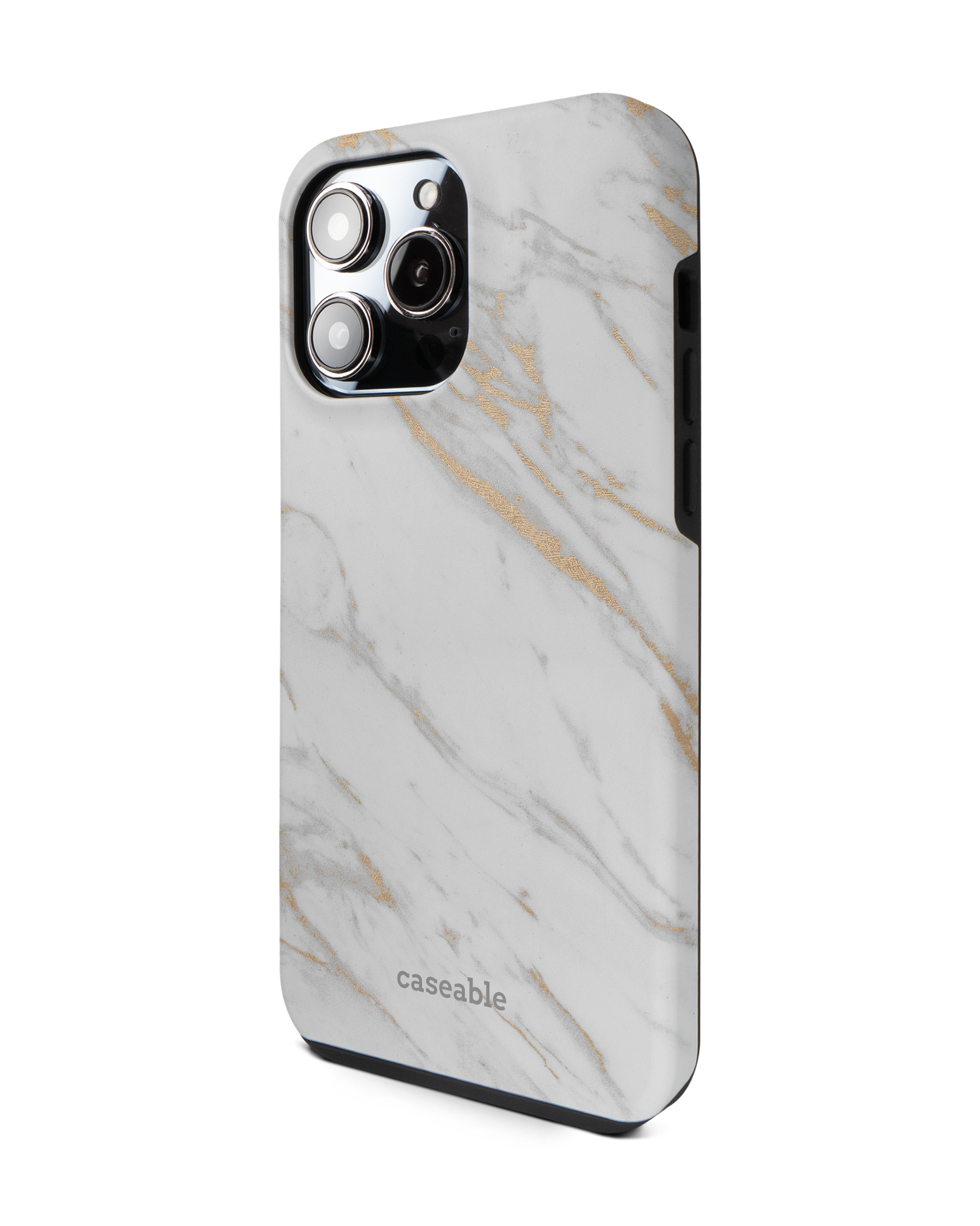Gold Marble Elegance Premium Handyhülle für Apple iPhone 14 Pro Max: Seitenansicht rechts