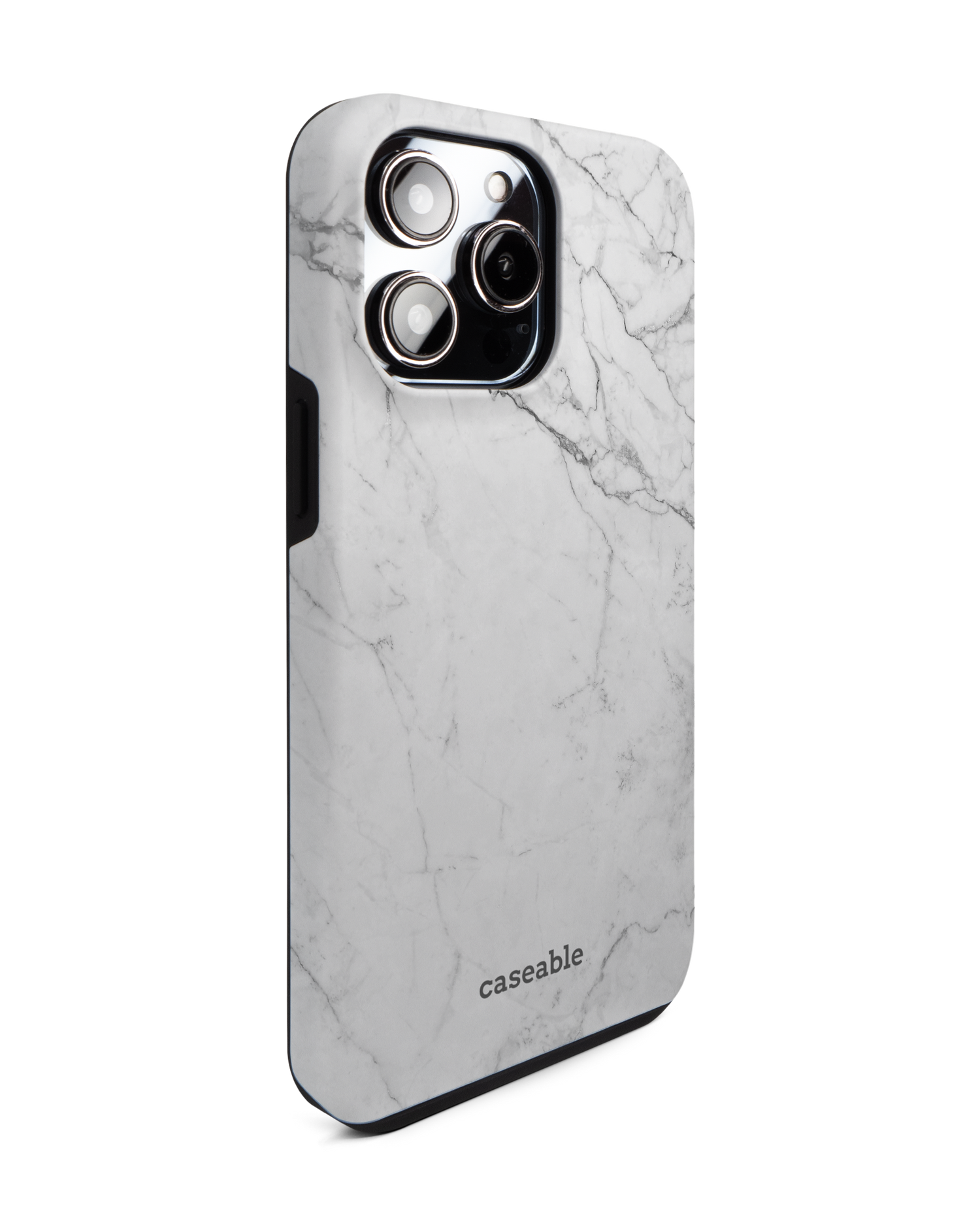 White Marble Premium Handyhülle für Apple iPhone 14 Pro Max: Seitenansicht links