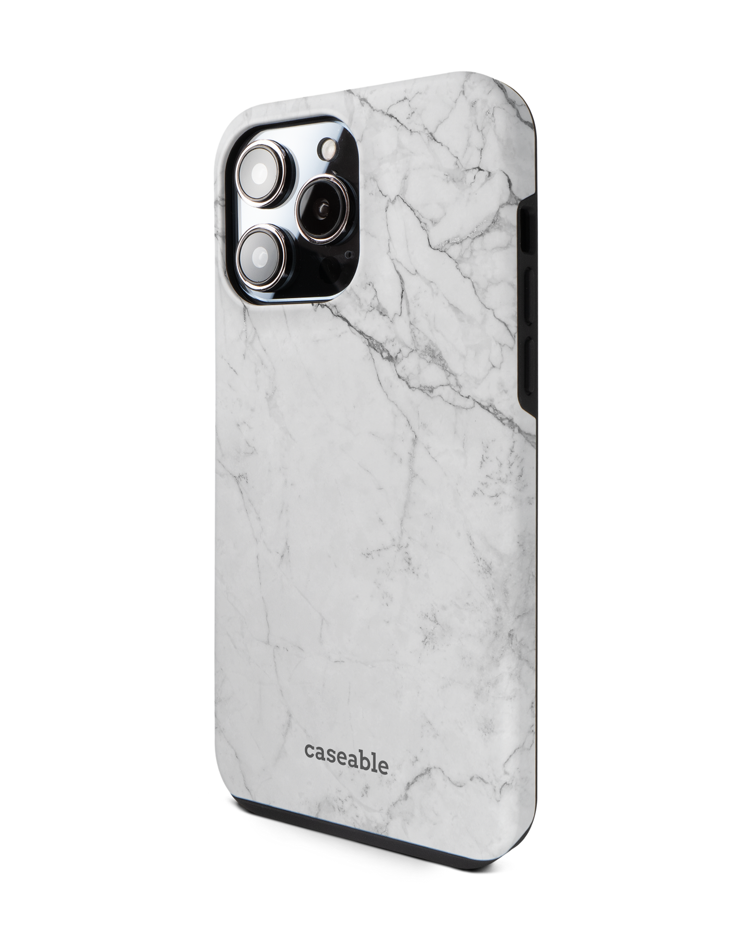 White Marble Premium Handyhülle für Apple iPhone 14 Pro Max: Seitenansicht rechts
