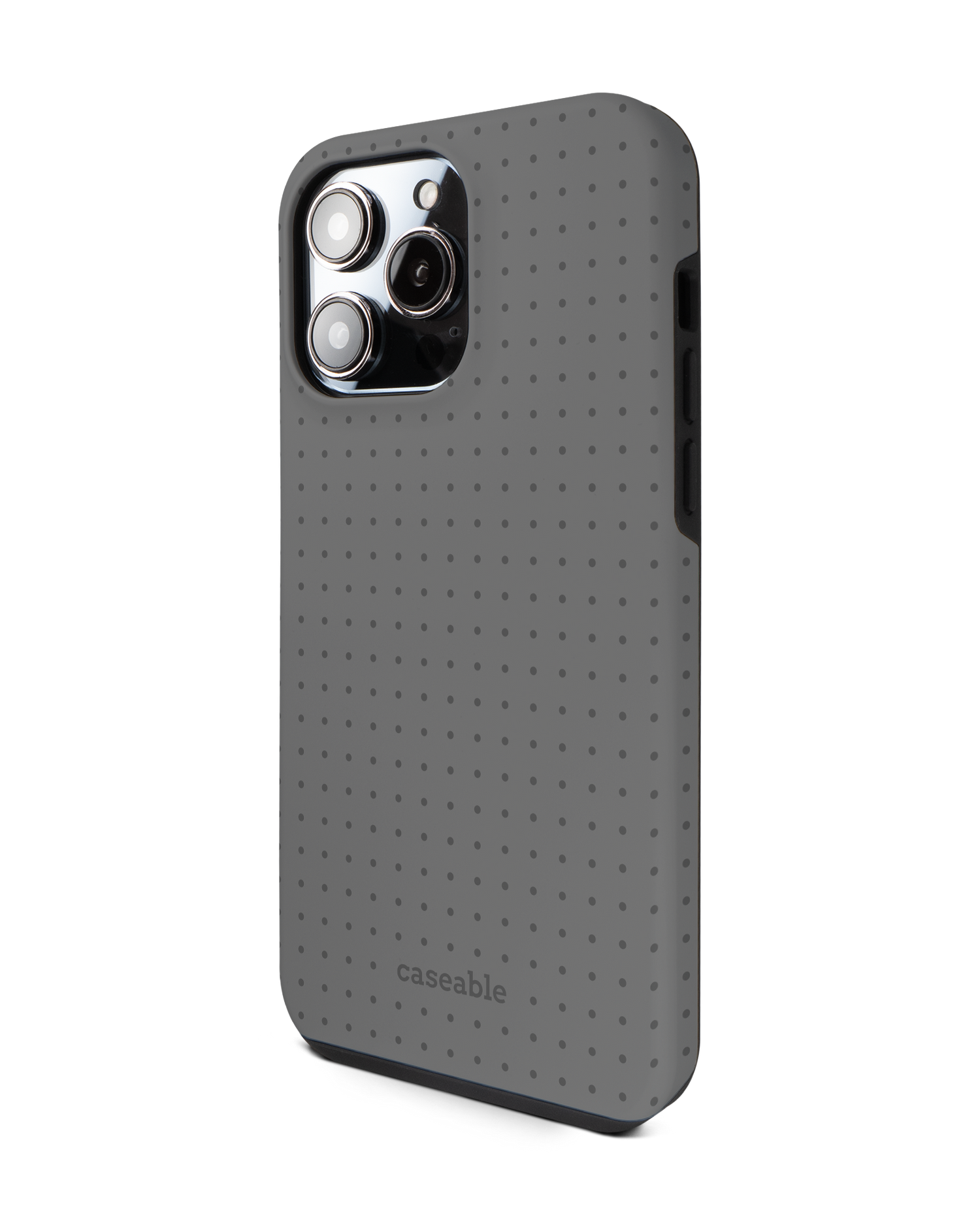 Dot Grid Grey Premium Handyhülle für Apple iPhone 14 Pro Max: Seitenansicht rechts