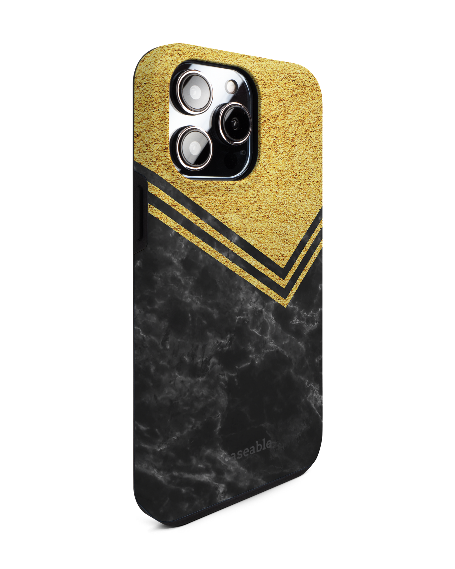 Gold Marble Premium Handyhülle für Apple iPhone 14 Pro Max: Seitenansicht links