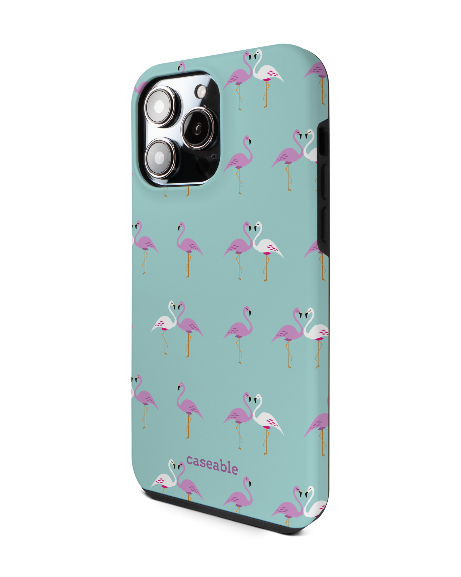Two Flamingos Premium Handyhülle für Apple iPhone 14 Pro Max: Seitenansicht rechts