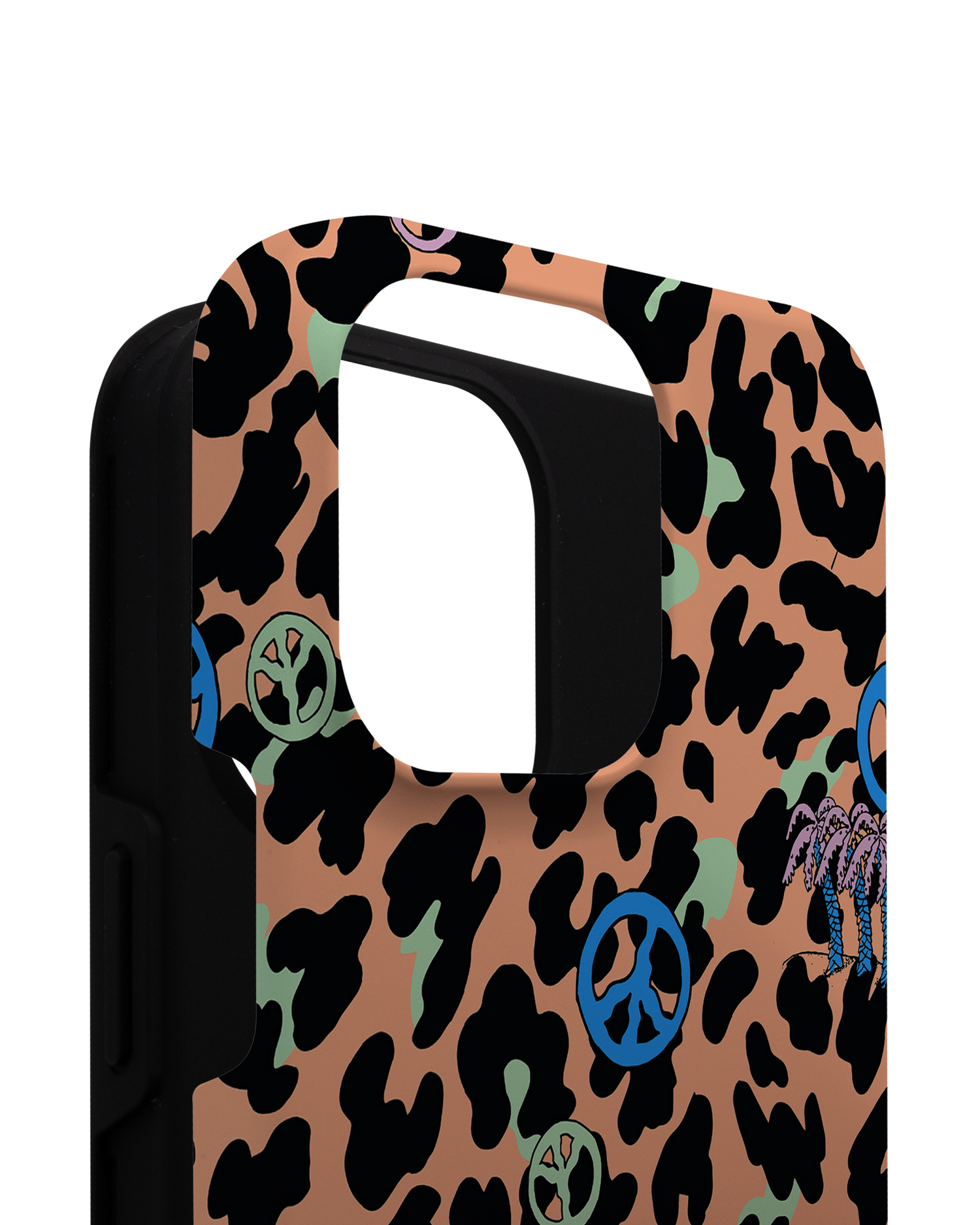Leopard Peace Palms Premium Handyhülle für Apple iPhone 14 Pro Max besteht aus 2 Teilen
