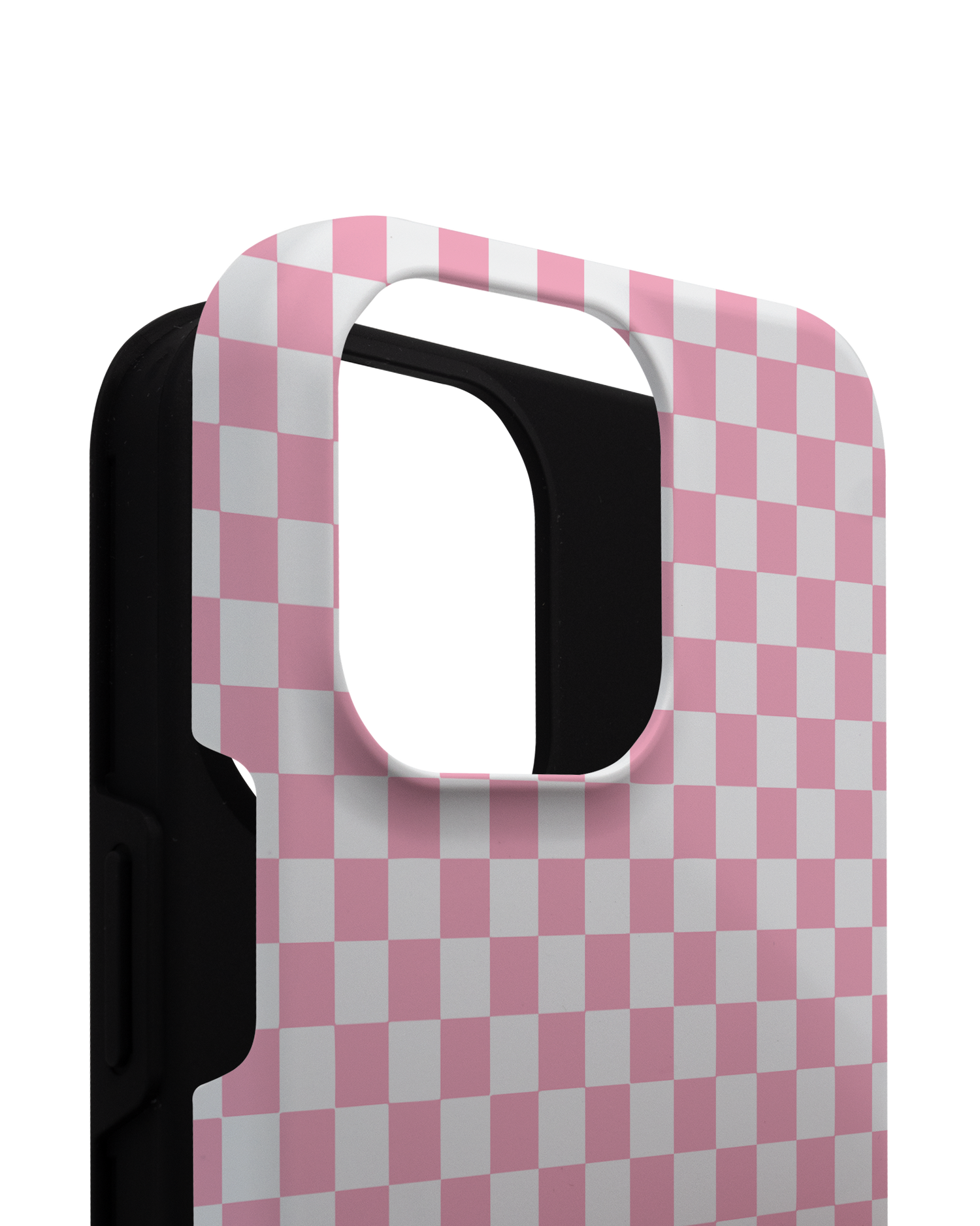 Pink Checkerboard Premium Handyhülle für Apple iPhone 14 Pro Max besteht aus 2 Teilen