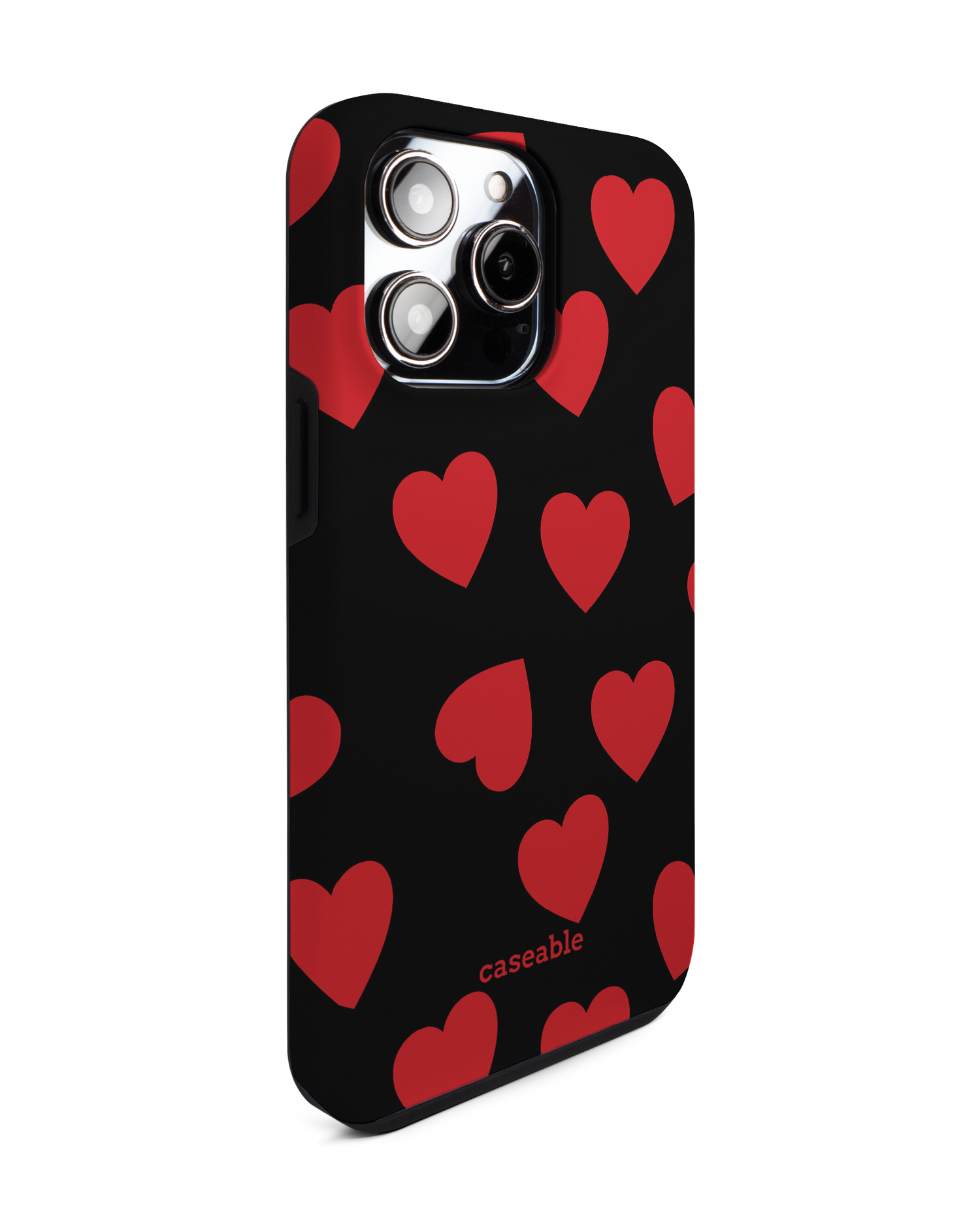 Repeating Hearts Premium Handyhülle für Apple iPhone 14 Pro Max: Seitenansicht links
