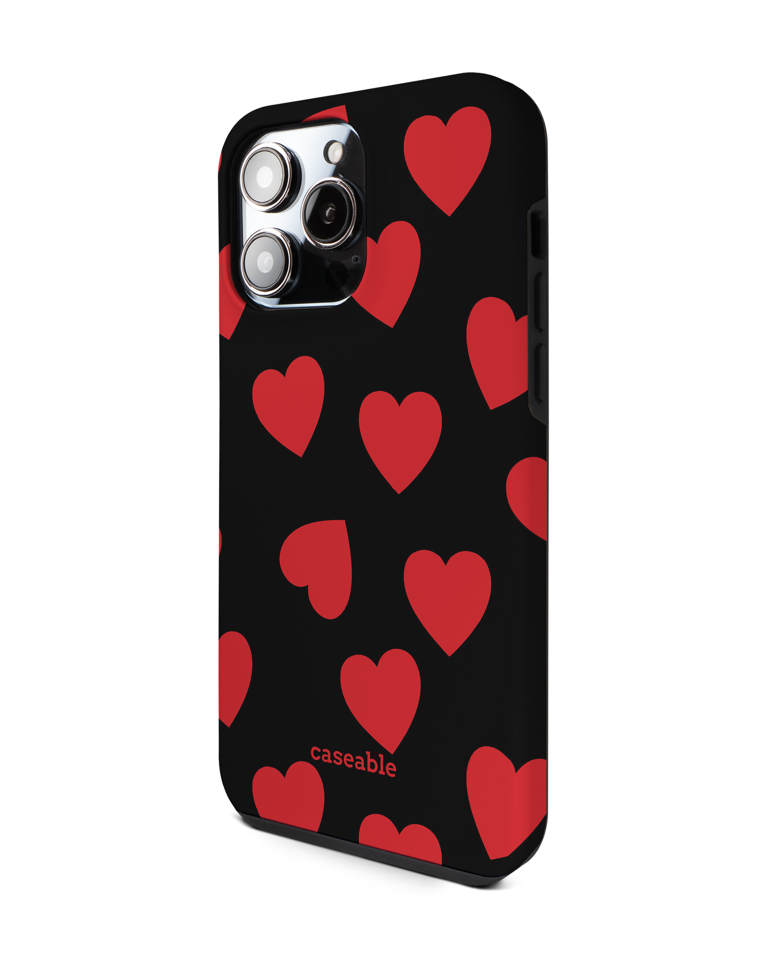 Repeating Hearts Premium Handyhülle für Apple iPhone 14 Pro Max: Seitenansicht rechts