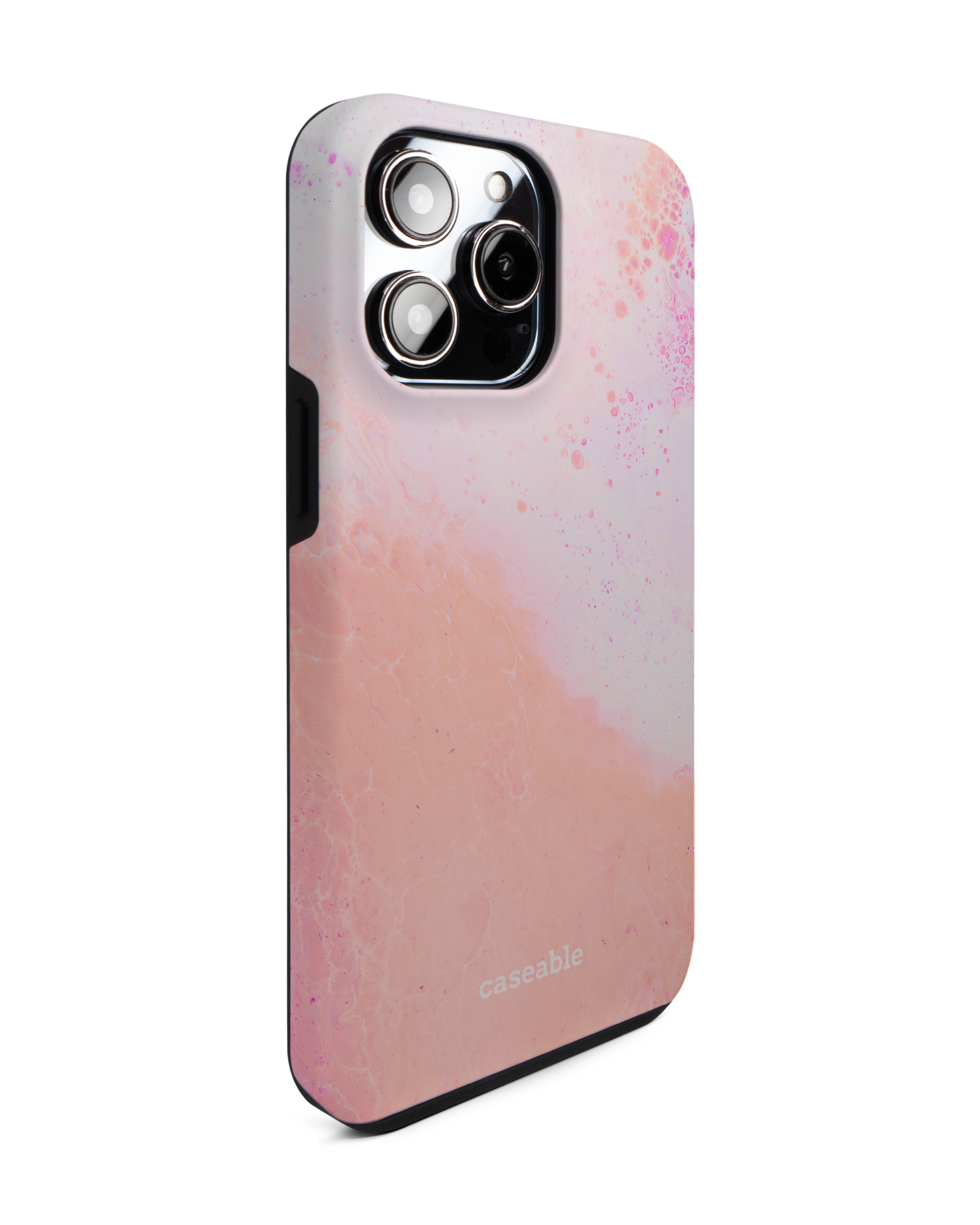 Peaches & Cream Marble Premium Handyhülle für Apple iPhone 14 Pro Max: Seitenansicht links