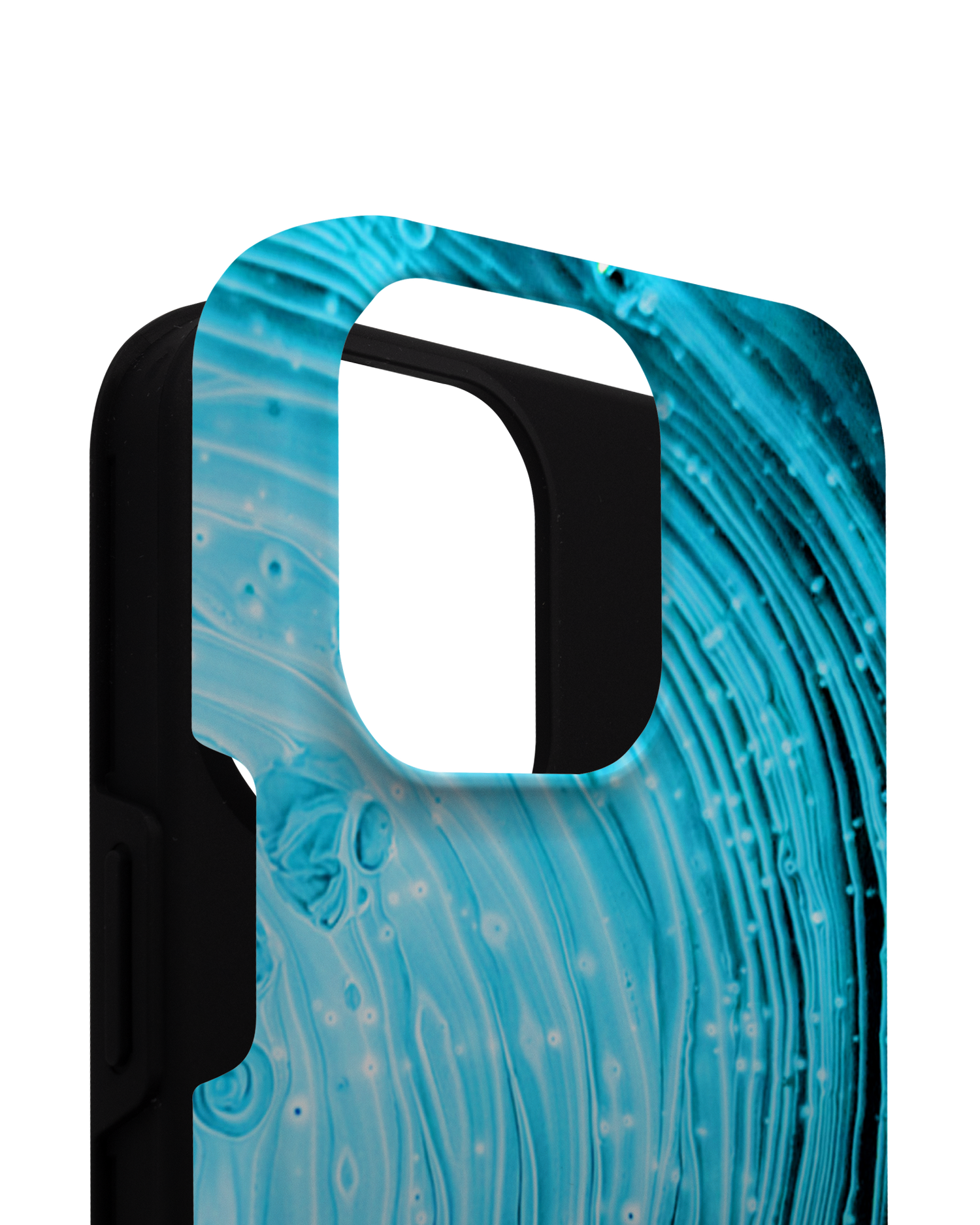 Turquoise Ripples Premium Handyhülle für Apple iPhone 14 Pro Max besteht aus 2 Teilen