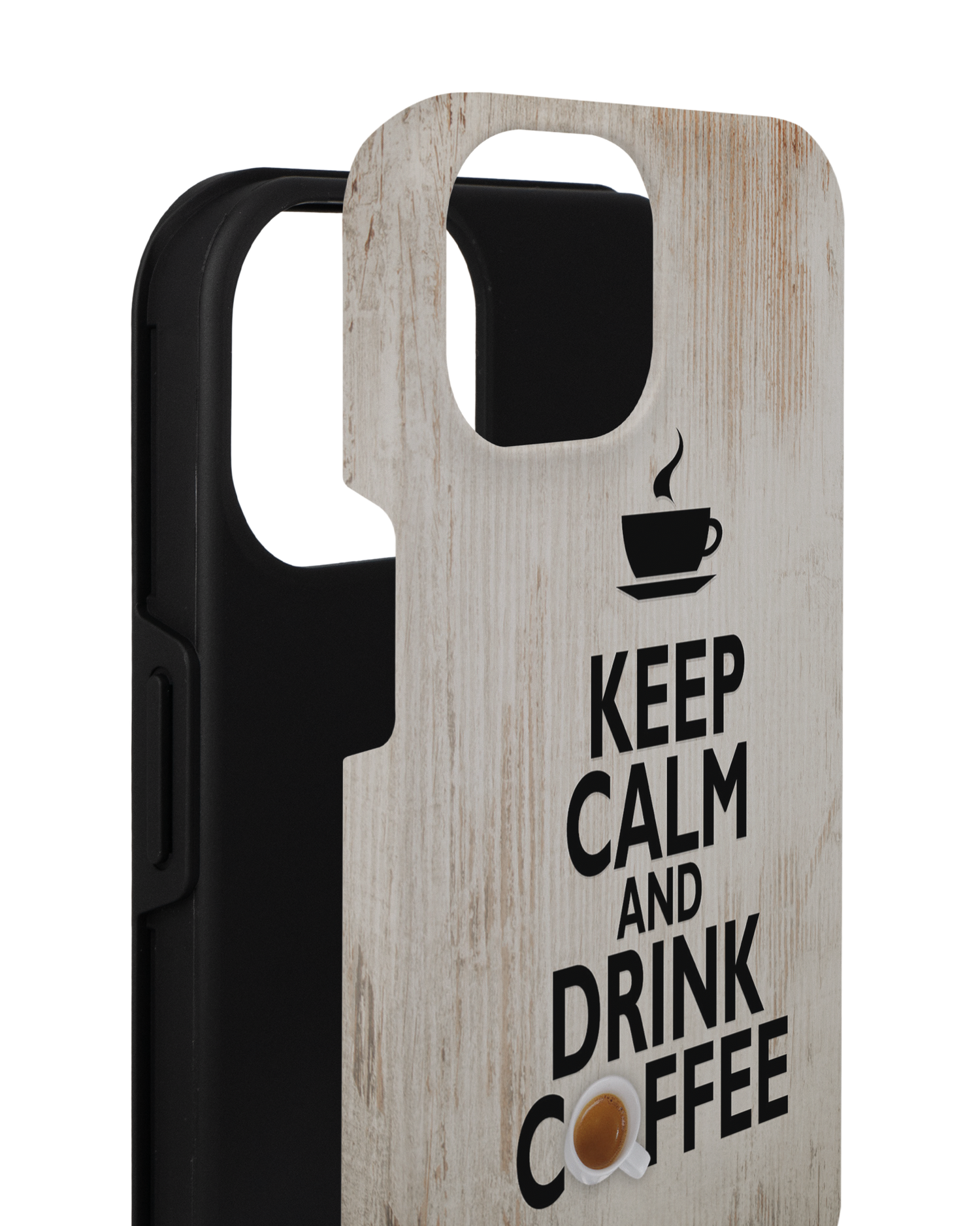 Drink Coffee Premium Handyhülle für Apple iPhone 14 besteht aus 2 Teilen