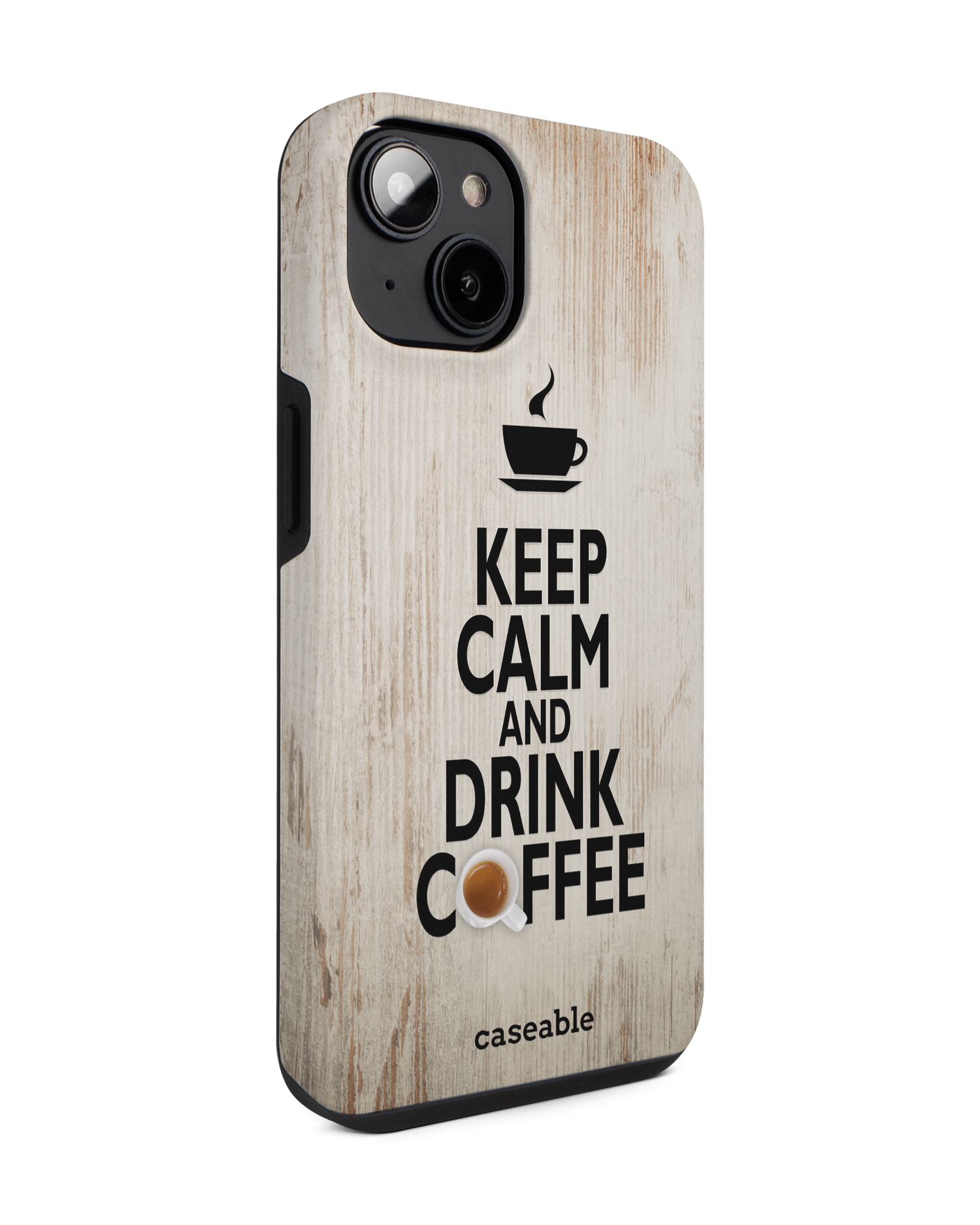 Drink Coffee Premium Handyhülle für Apple iPhone 14: Seitenansicht links