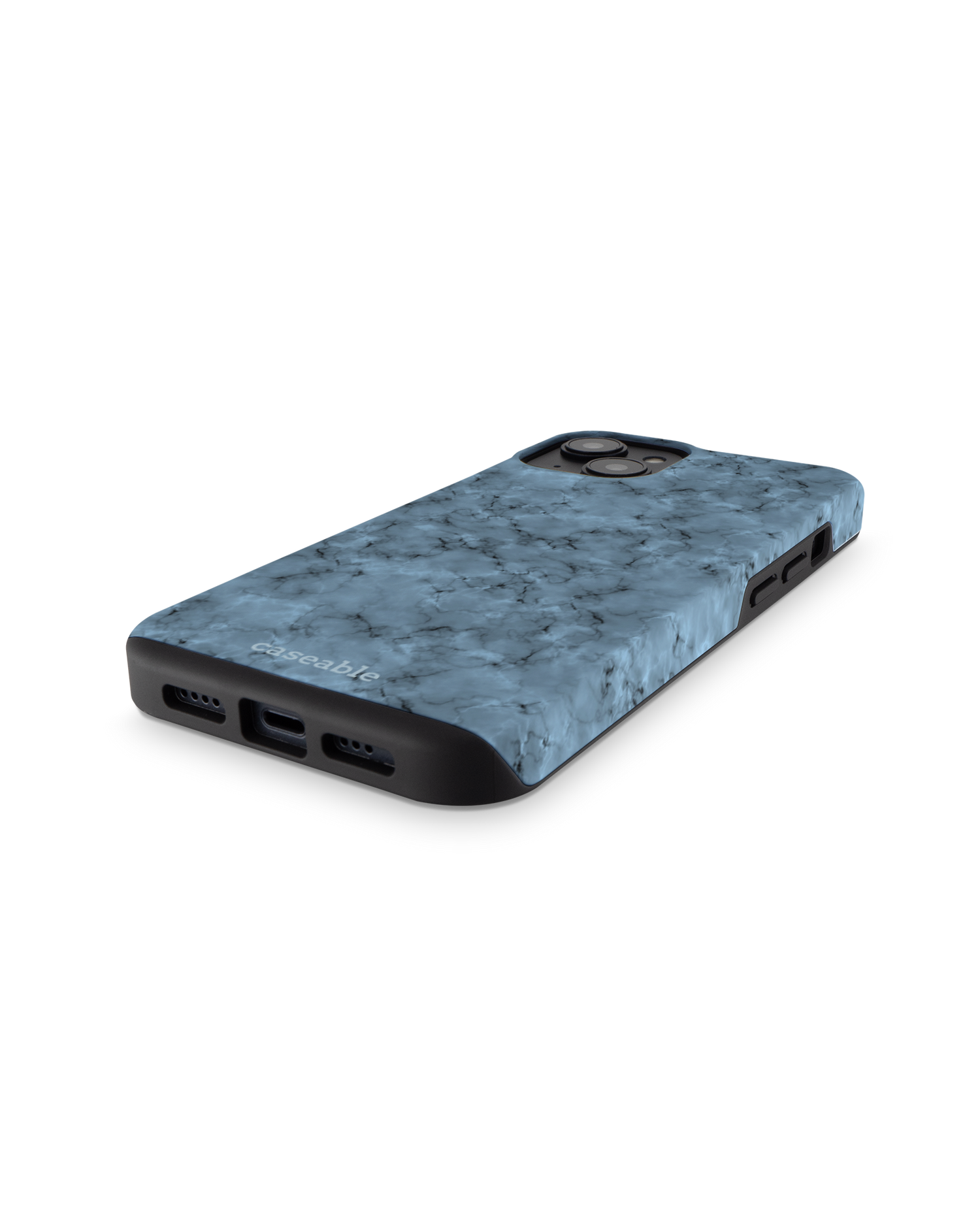 Blue Marble Premium Handyhülle für Apple iPhone 14: Smartphone liegend