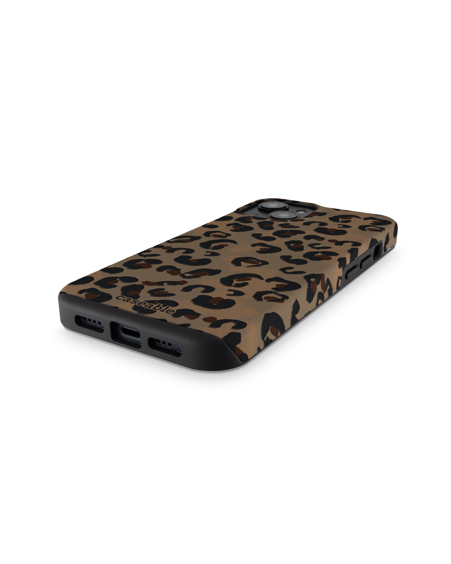 Leopard Repeat Premium Handyhülle für Apple iPhone 14: Smartphone liegend
