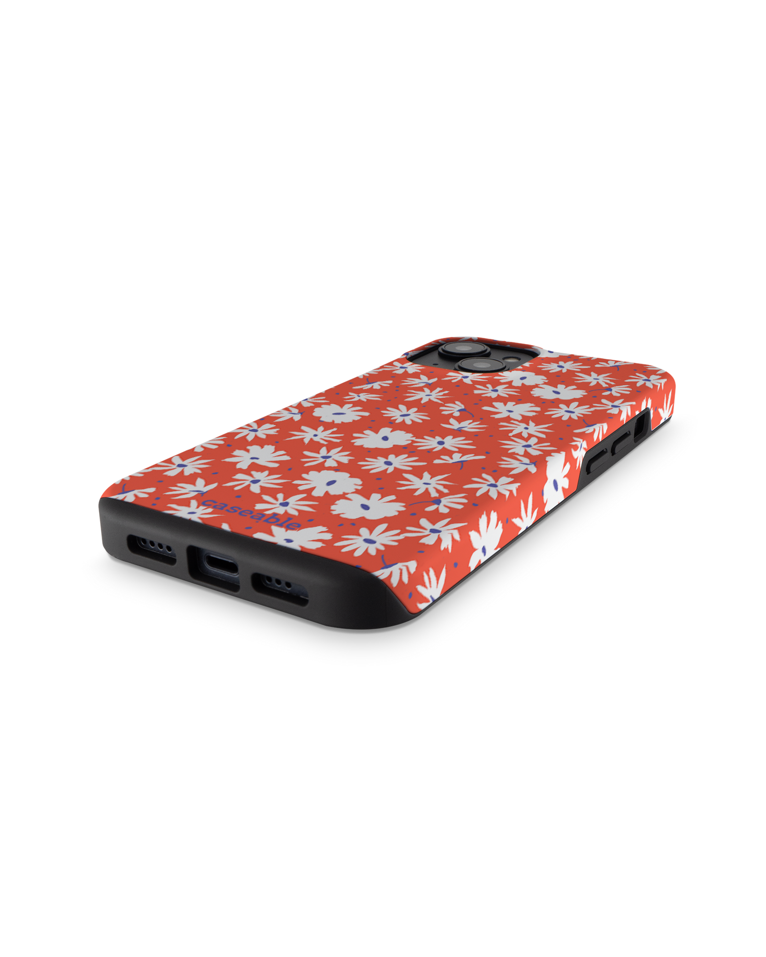 Retro Daisy Premium Handyhülle für Apple iPhone 14: Smartphone liegend