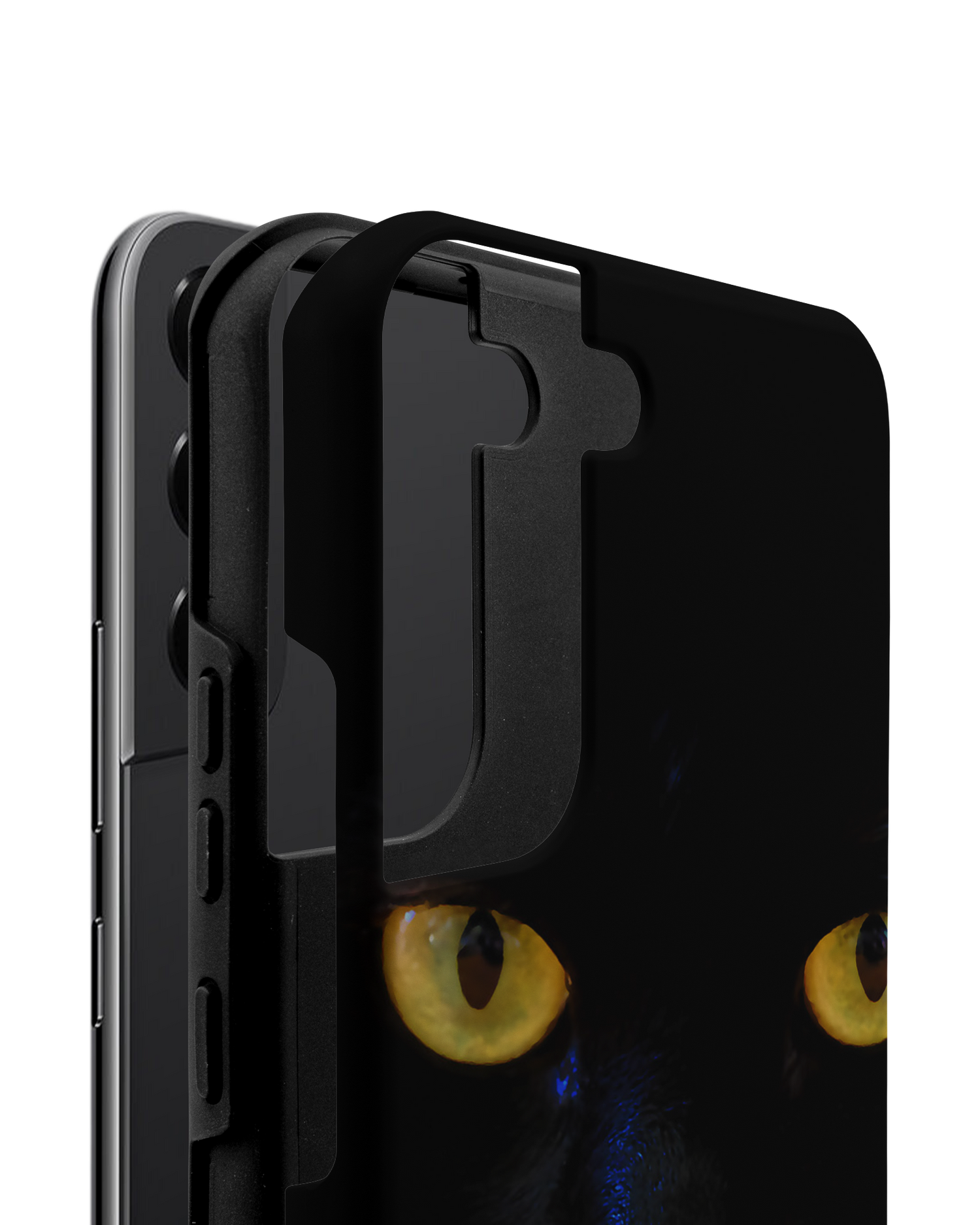 Black Cat Premium Handyhülle Samsung Galaxy S22 5G besteht aus 2 Teilen