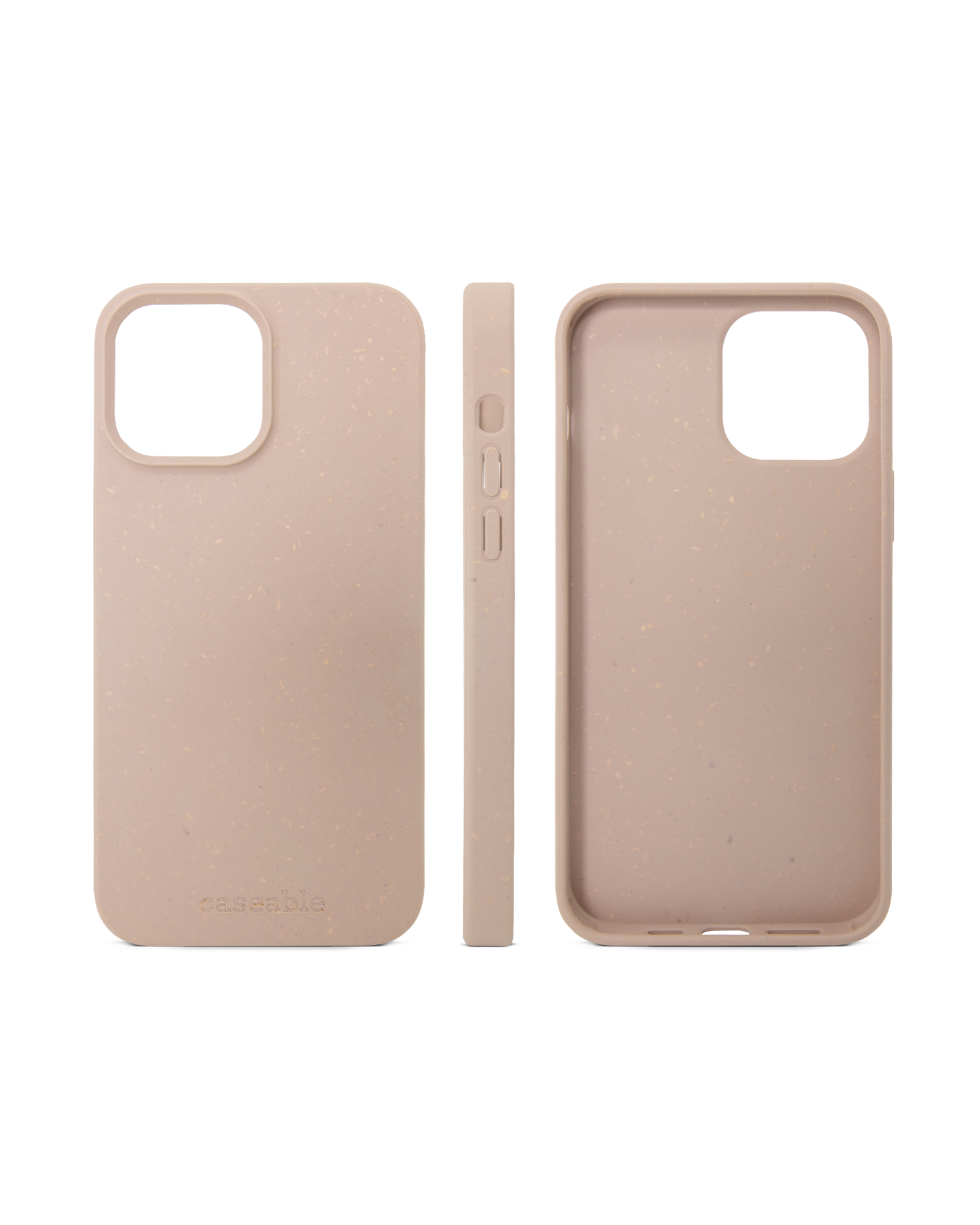 Sandfarbene Nachhaltige Handyhülle für Apple iPhone 13 Pro Max: Seitenansichten