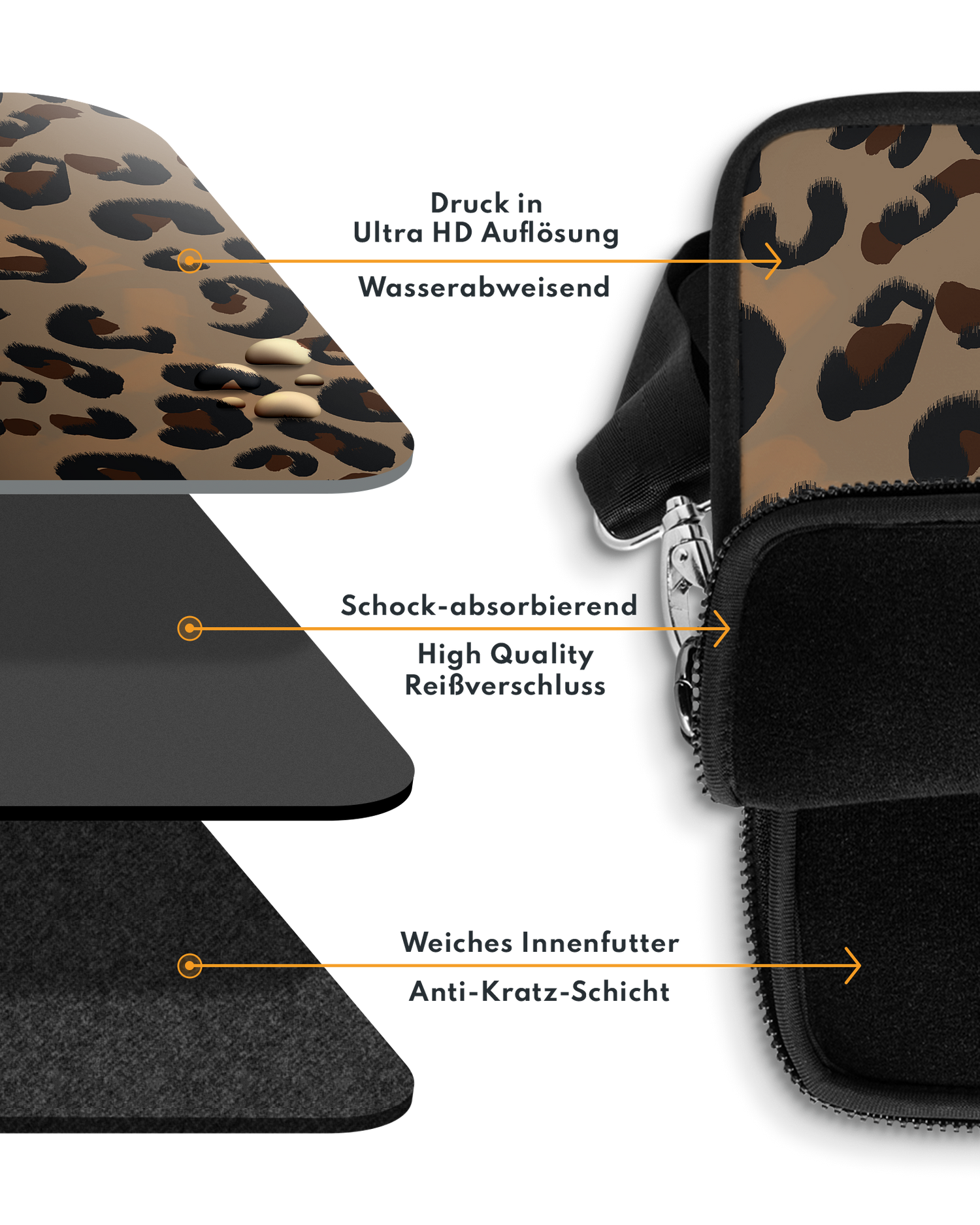 Leopard Repeat Premium Laptoptasche 17 Zoll mit weichem Innenfutter