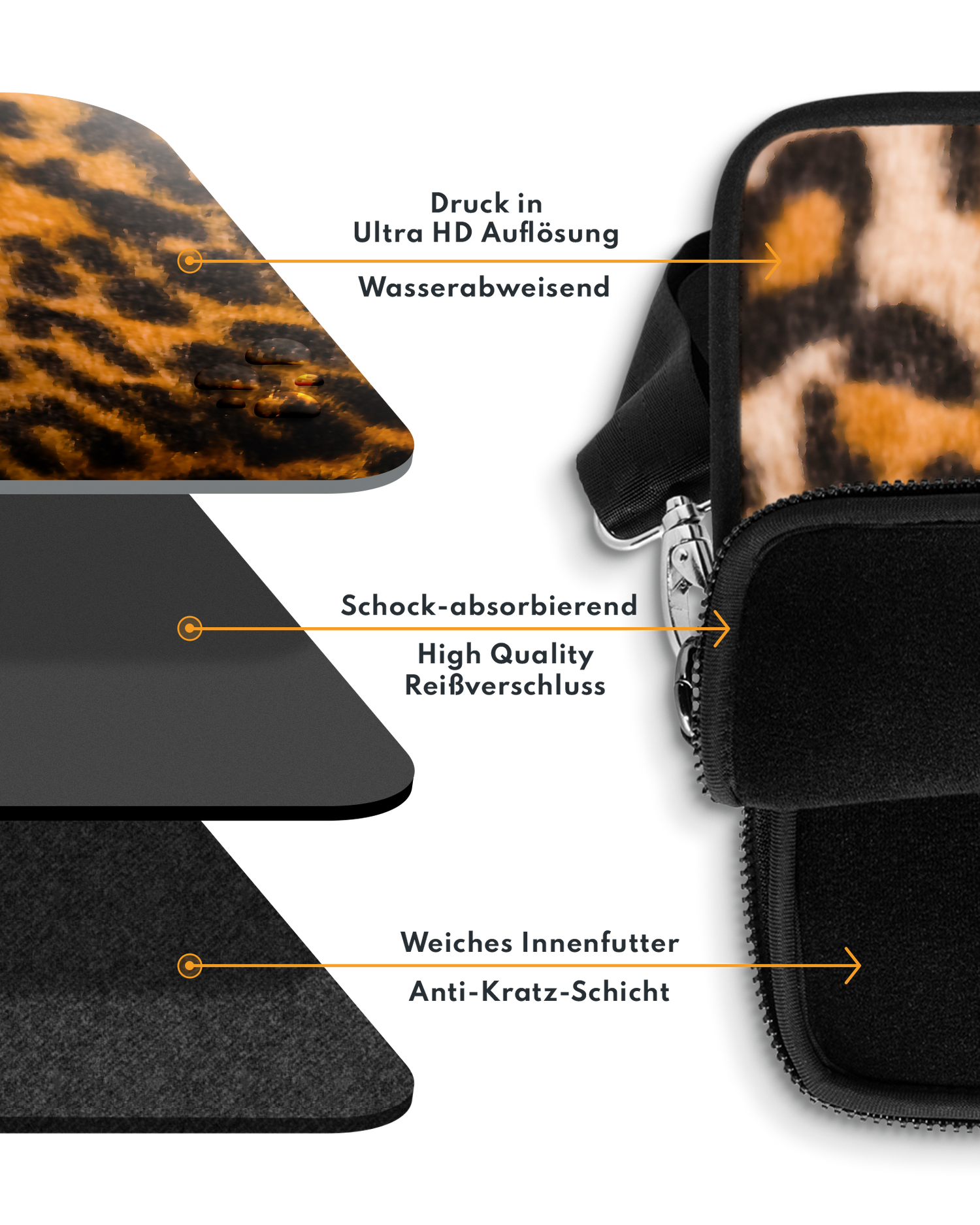 Leopard Pattern Premium Laptoptasche 13-14 Zoll mit weichem Innenfutter
