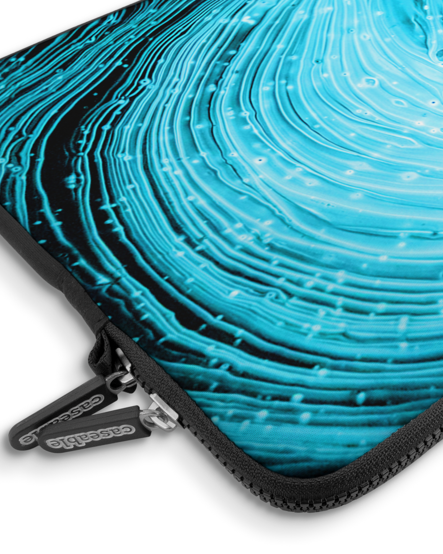 Turquoise Ripples Premium Laptoptasche 15 Zoll mit Gerät im Inneren