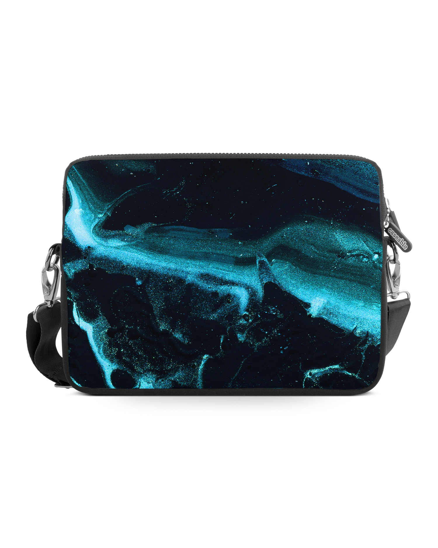 Deep Turquoise Sparkle Premium Laptoptasche 15 Zoll: Vorderansicht