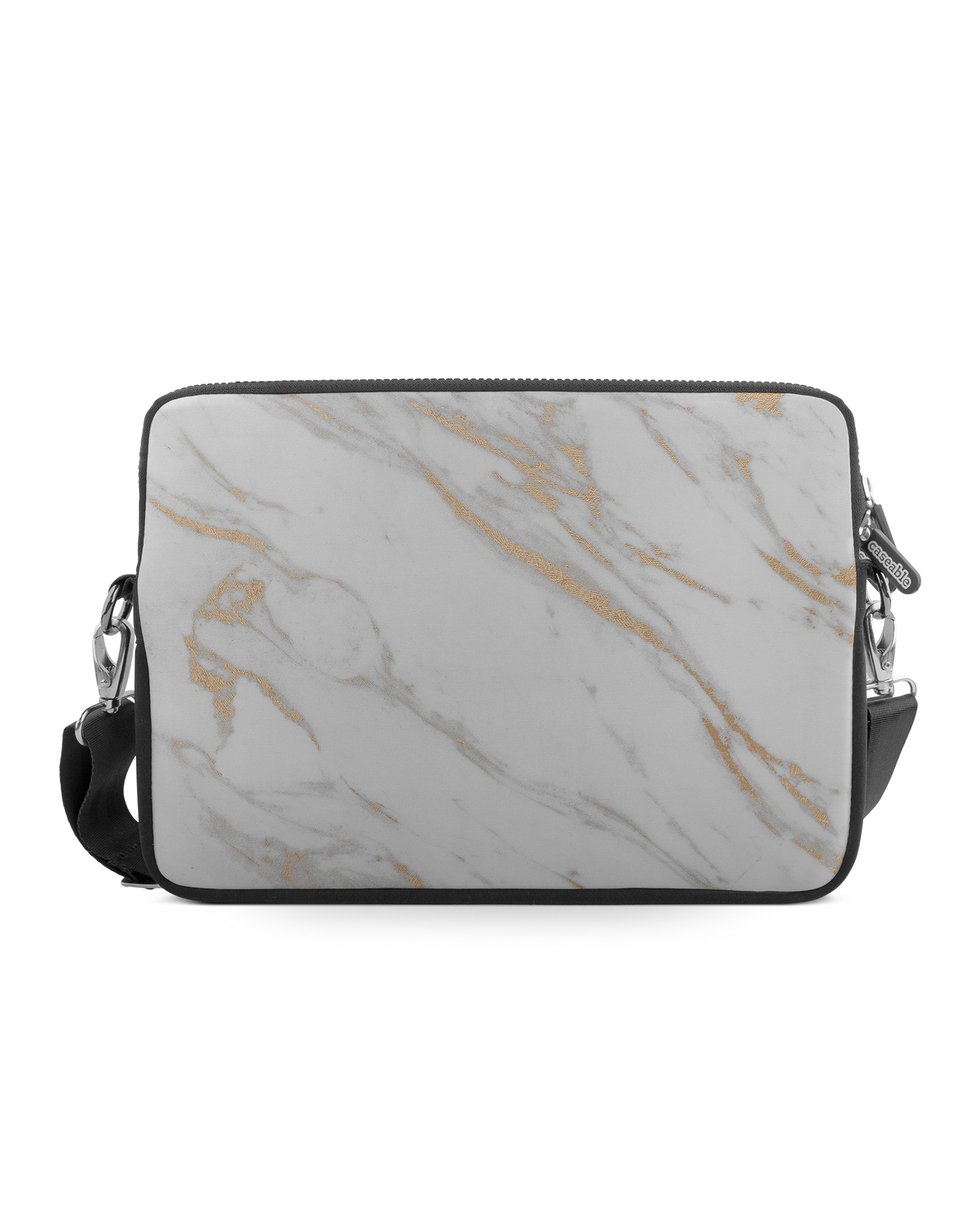Gold Marble Elegance Premium Laptoptasche 13-14 Zoll: Vorderansicht