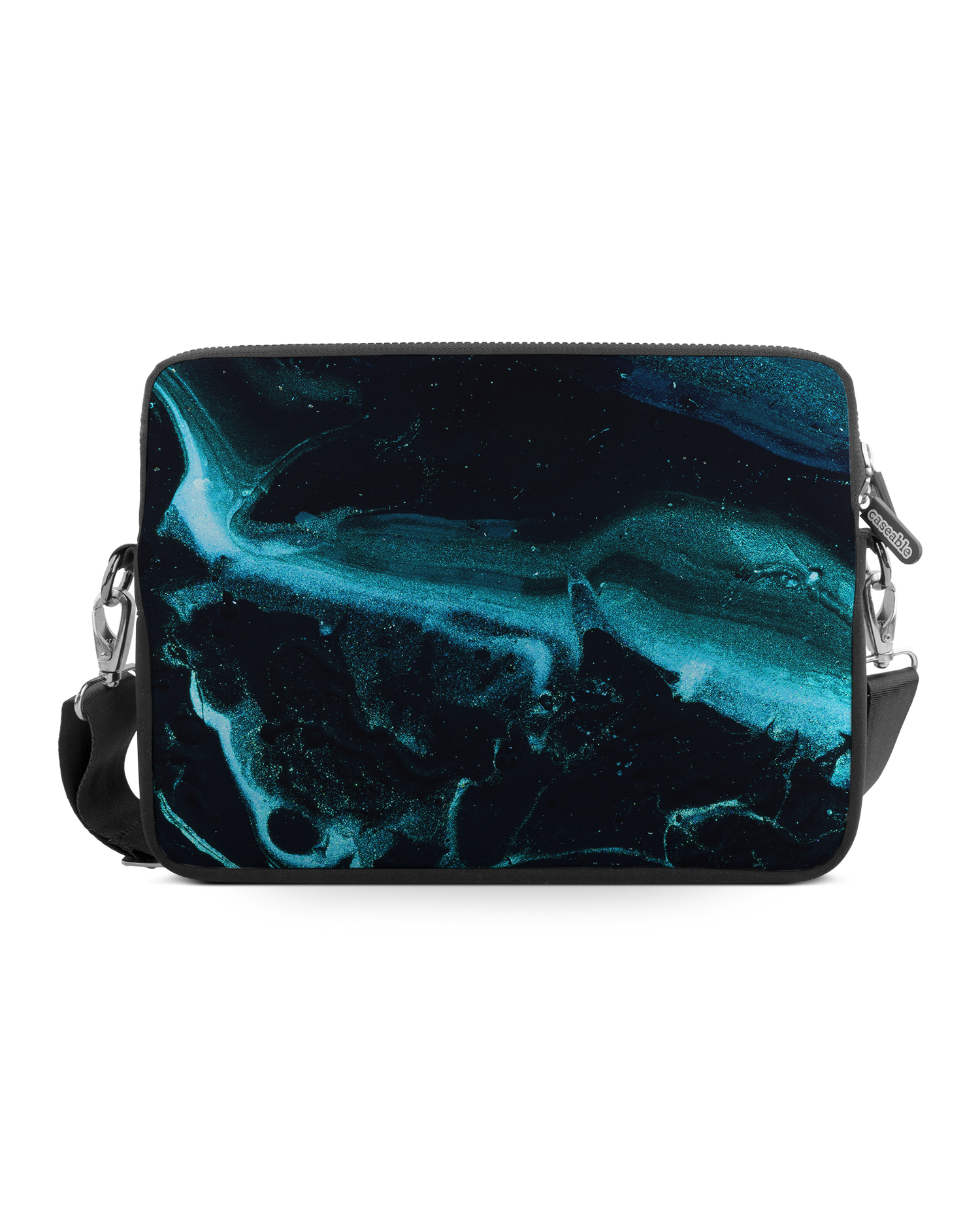 Deep Turquoise Sparkle Premium Laptoptasche 17 Zoll: Vorderansicht