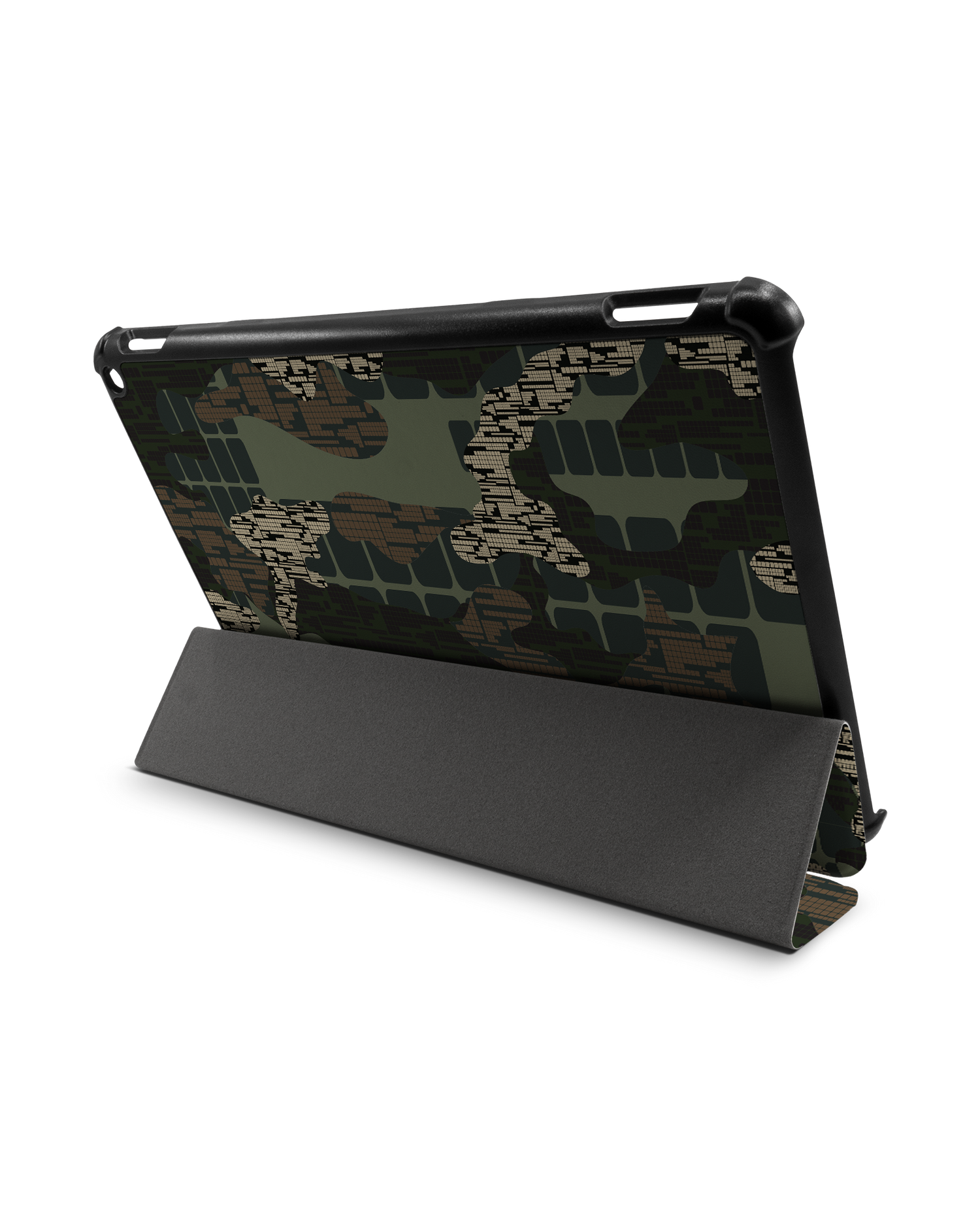 Green Camo Mix Tablet Smart Case für Amazon Fire HD 10 (2021): Aufgestellt im Querformat
