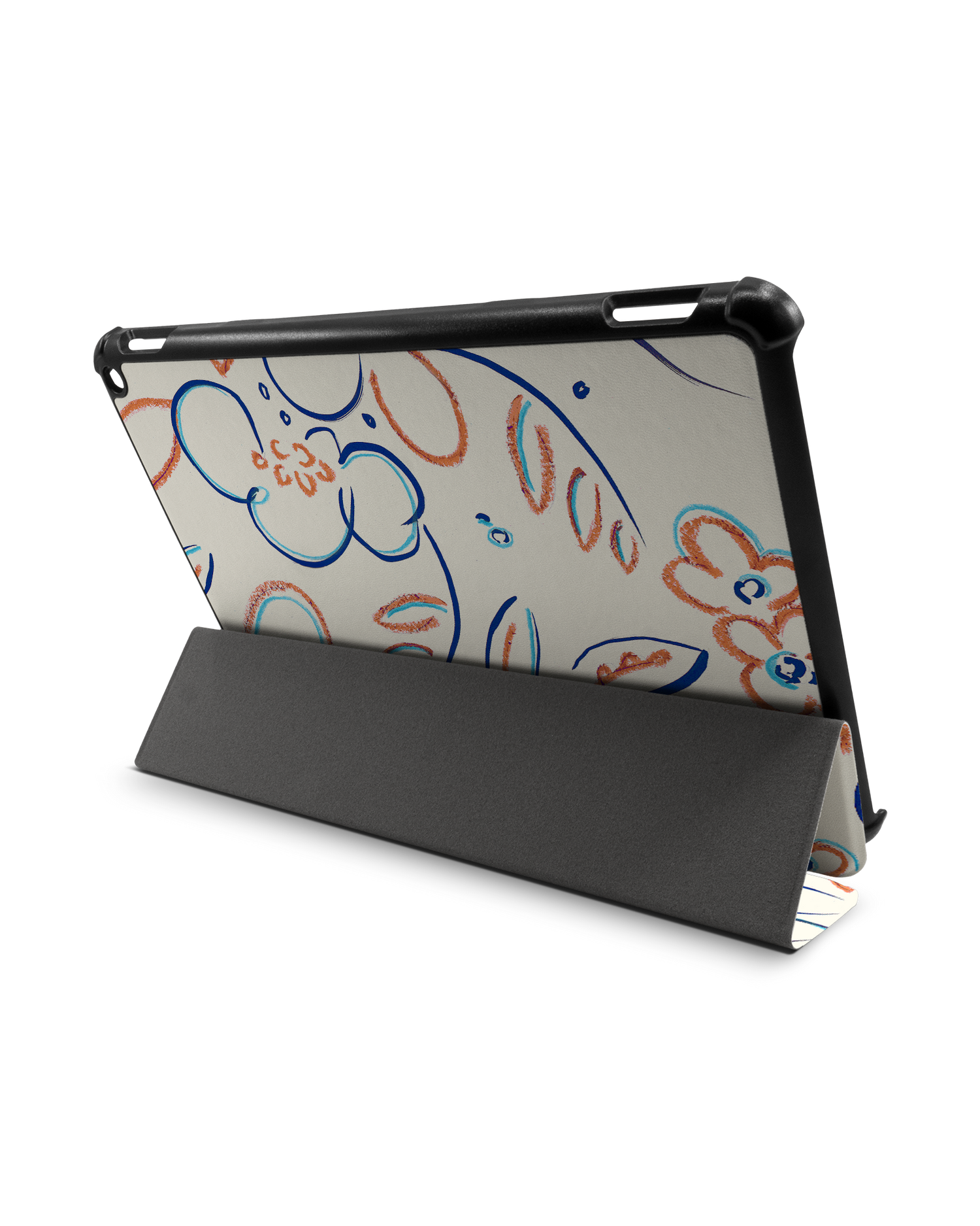 Bloom Doodles Tablet Smart Case für Amazon Fire HD 10 (2021): Aufgestellt im Querformat